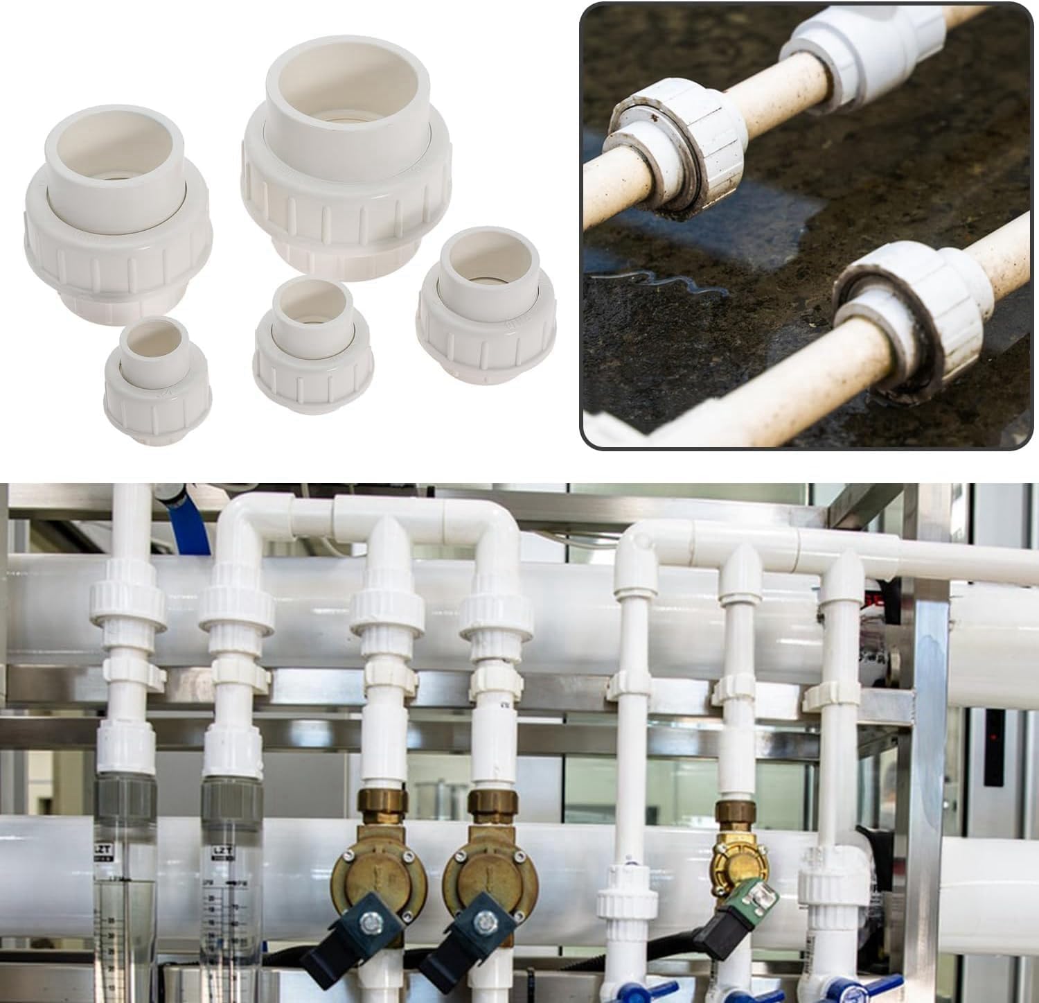 Thumbnail 6 de PVC Union Coupling Pipe Fitting, 1-1/2 inch