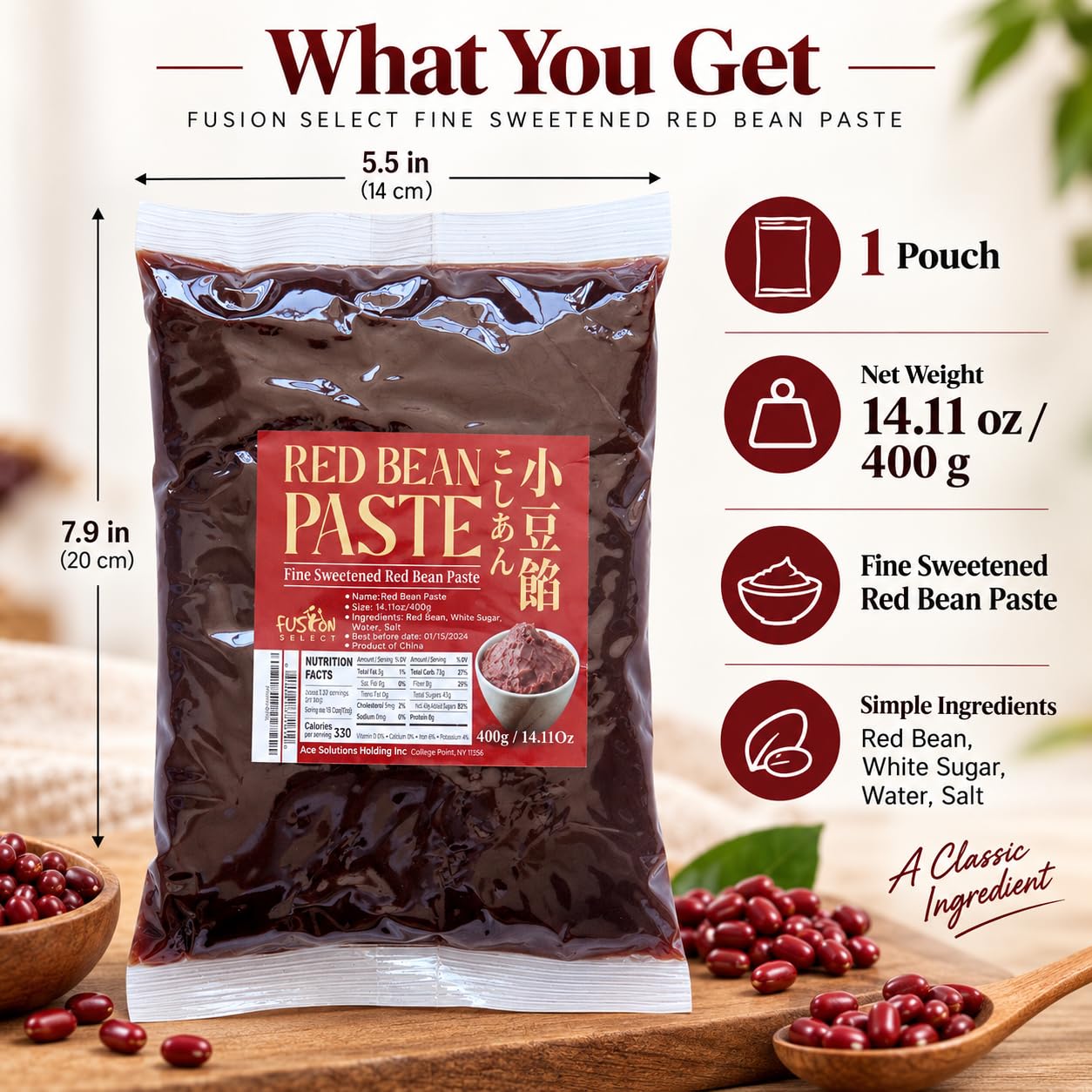 Detalle 2 de Fusion Select Sweetened Red Bean Paste, 2-Pack for Mochi, Buns & Pastries