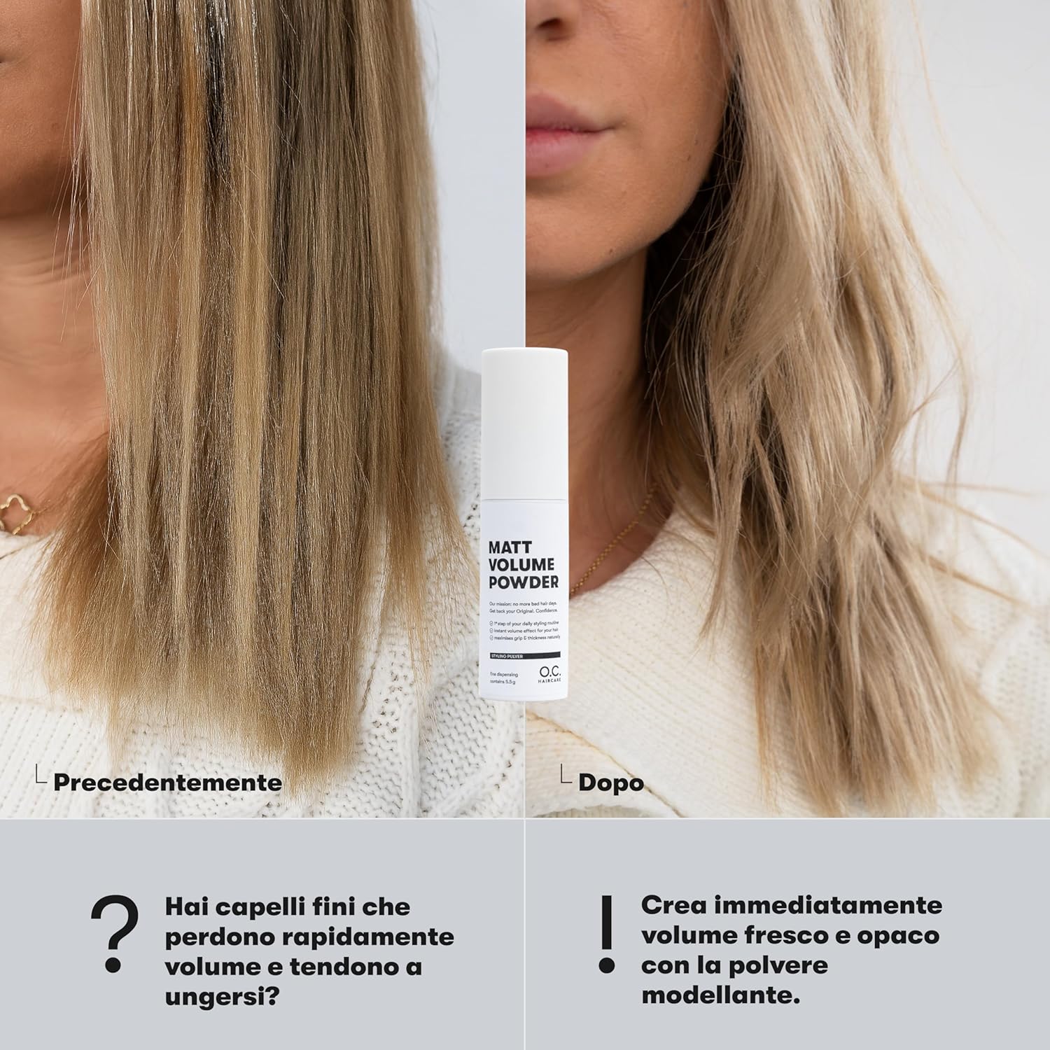 Thumbnail 5 de O.C. HAIRCARE Polvere per styling – Polvere per capelli sottili e fini, effetto opaco, volume professionale