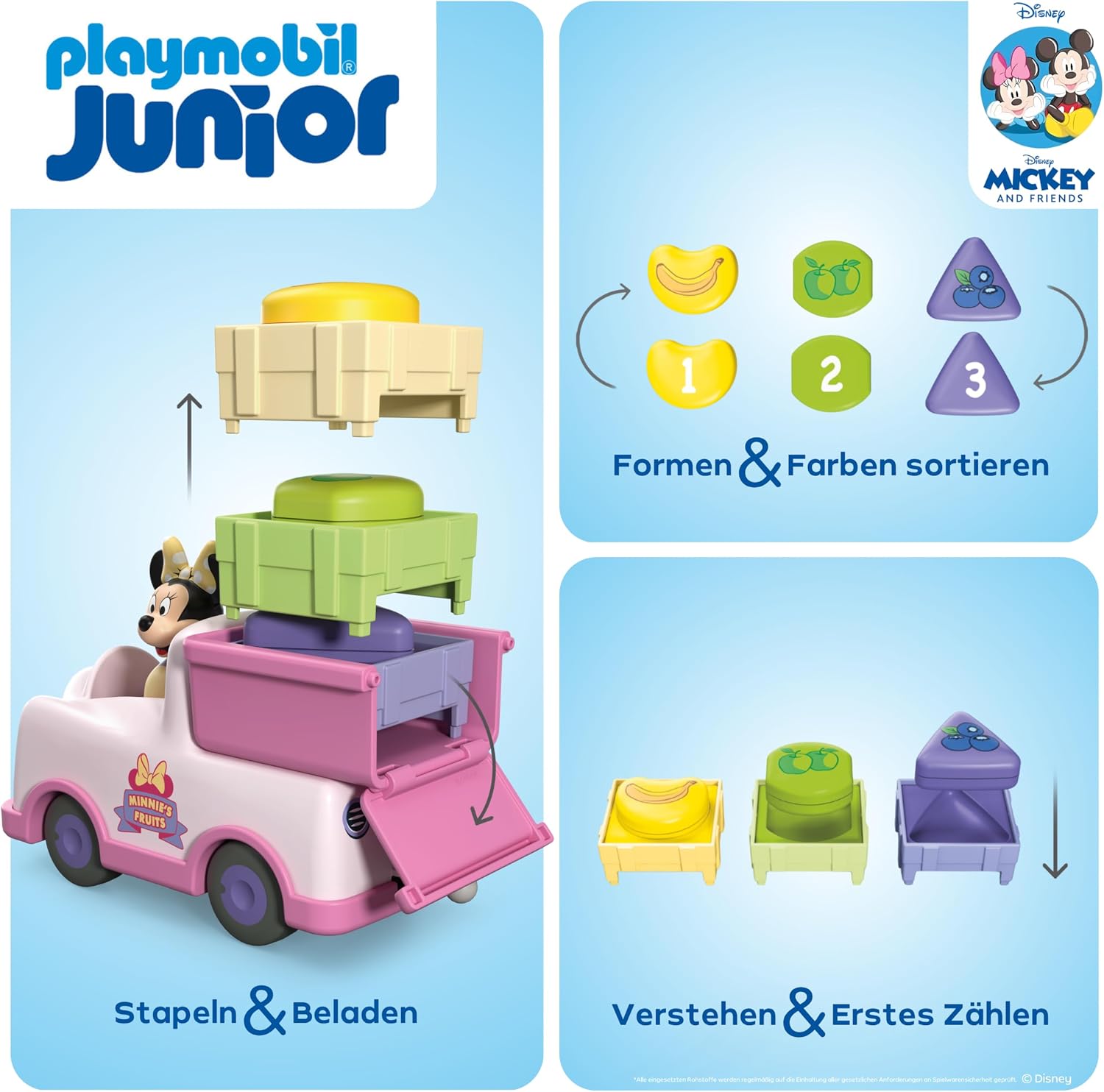 Detalle de PLAYMOBIL JUNIOR & Disney Minnie Maus Obst-Transporter (71770) – Sortierspaß für Kinder ab 1 Jahr