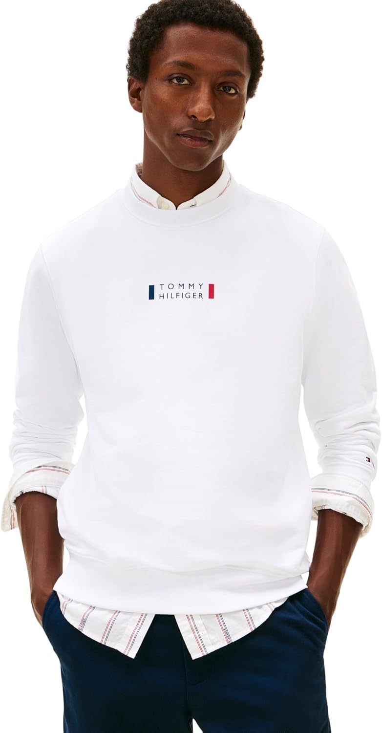 Detalle de Tommy Hilfiger Brand Love Sweatshirt Mw0mw41428: felpa unisex, autentica e sostenibile