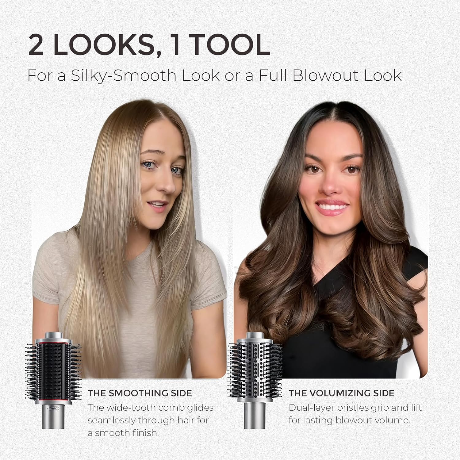 Detalle de TYMO AIRBEAM Hair Dryer Brush: Lightweight, 3x Faster Drying, 5‑in‑1 Ionic Styling