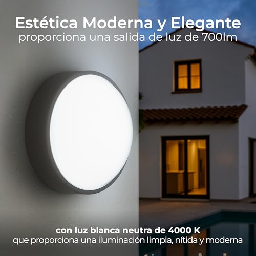 Detalle 2 de Luceco Eco Luz LED Exterior de Mamparo 10W (700 lm, 4000K) – Negro, IP54