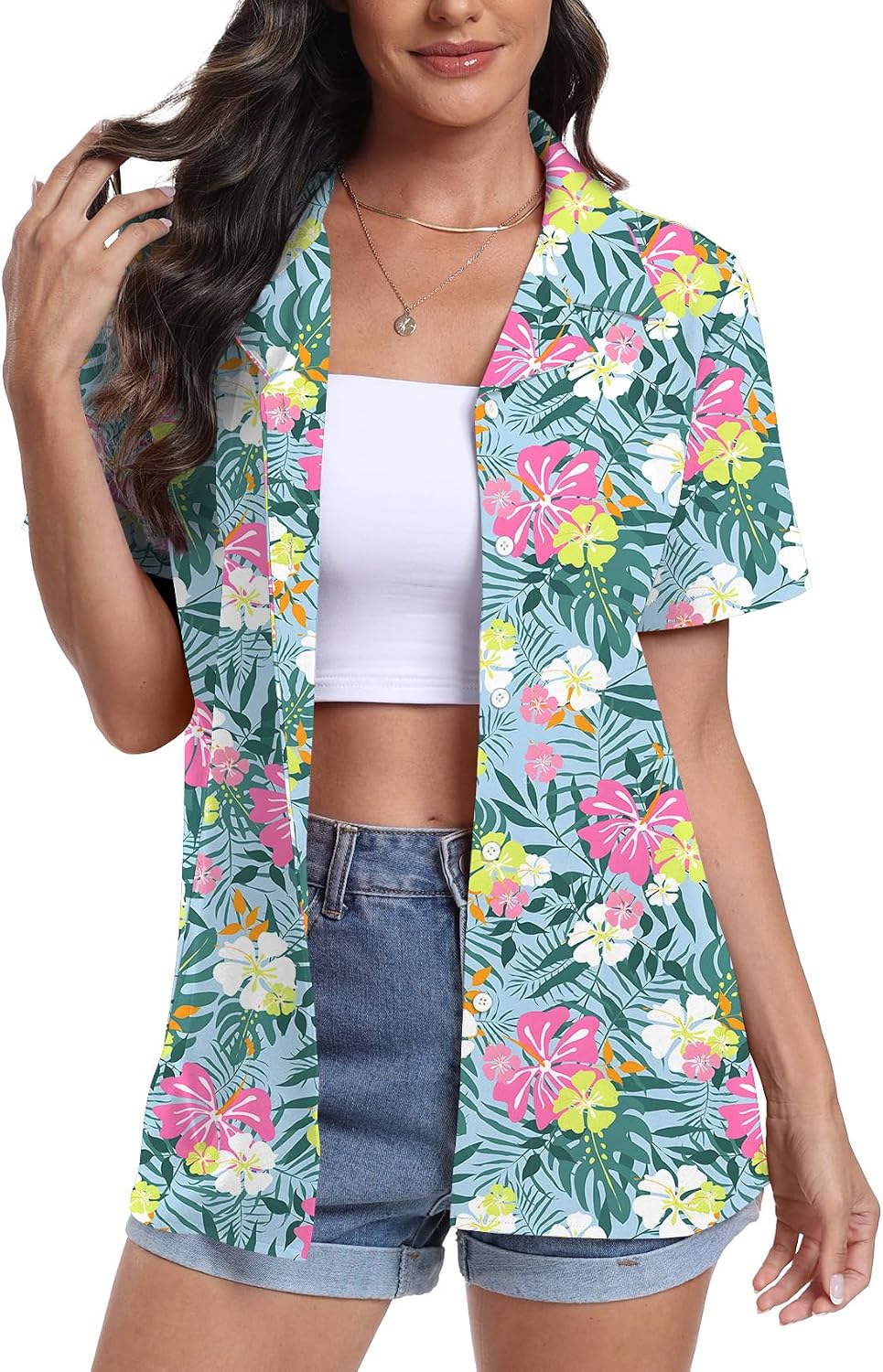 Thumbnail 6 de YUNDAI Womens Hawaiian Shirt V‑neck summer top