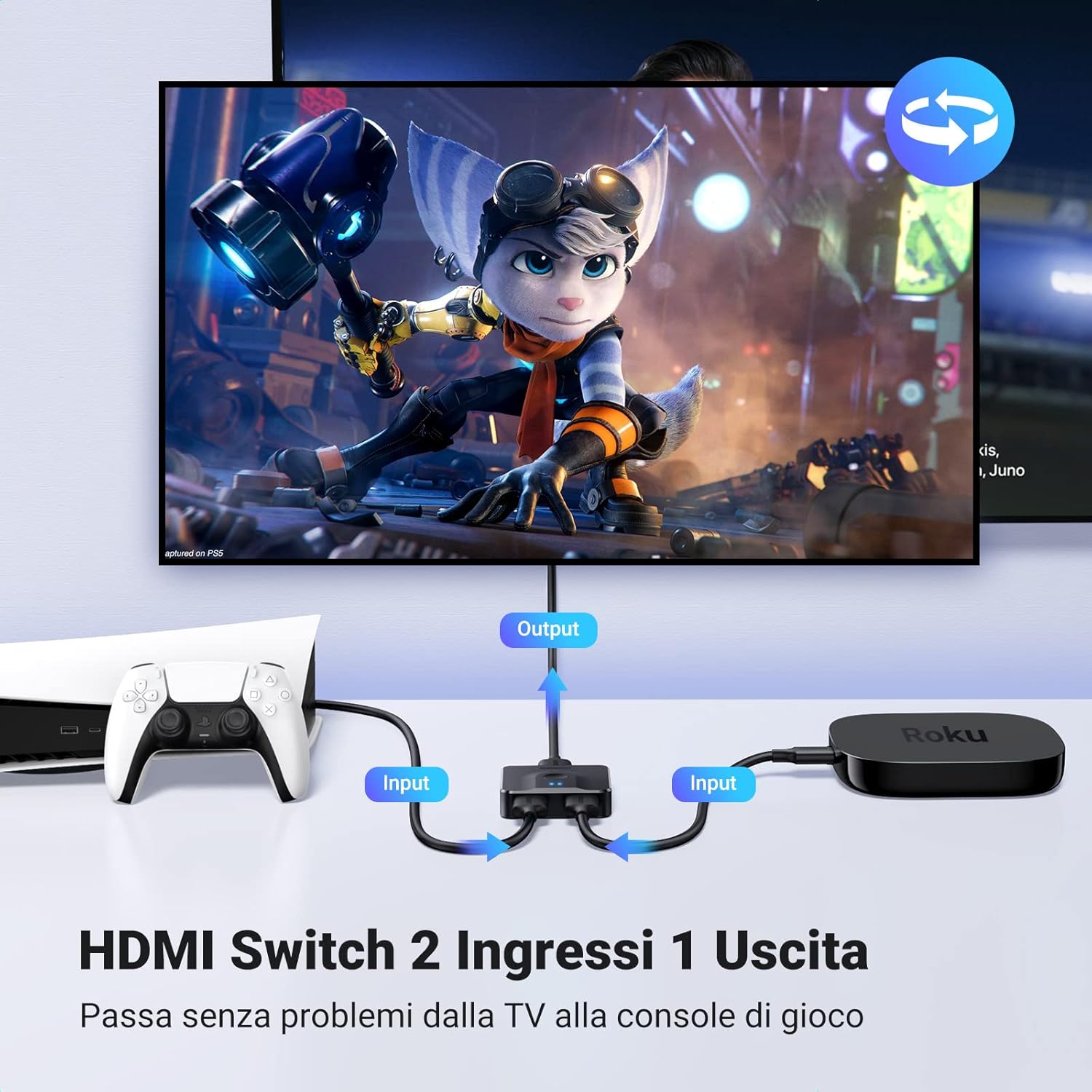 Thumbnail 1 de UGREEN HDMI Switch 4K 60Hz bidirezionale 2 ingressi 1 uscita (2 in 1 out) e 1 ingresso 2 uscite: per PS5, Xbox, PC, TV Box e proiettori