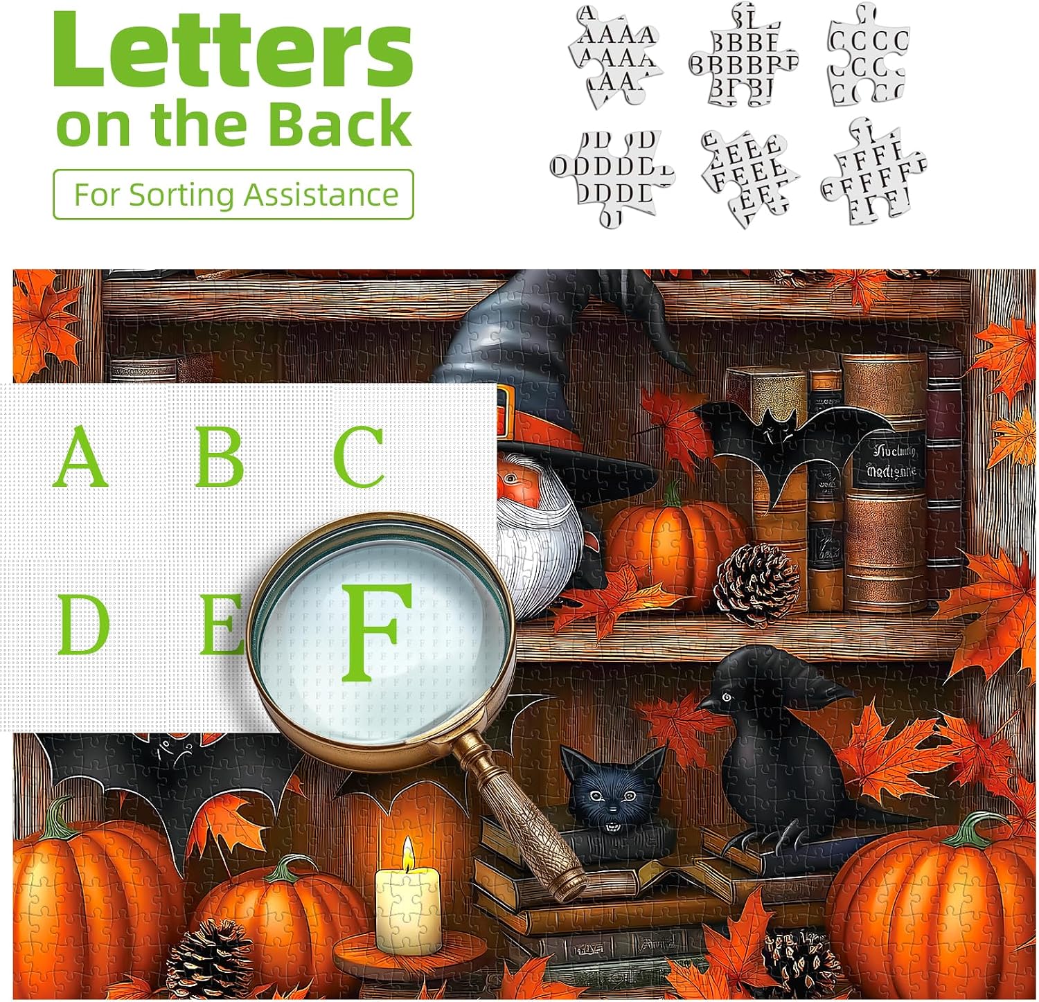 Detalle de Blueforest BFJIUJIU-00952 Halloween Bookshelf 500-Piece Jigsaw Puzzle