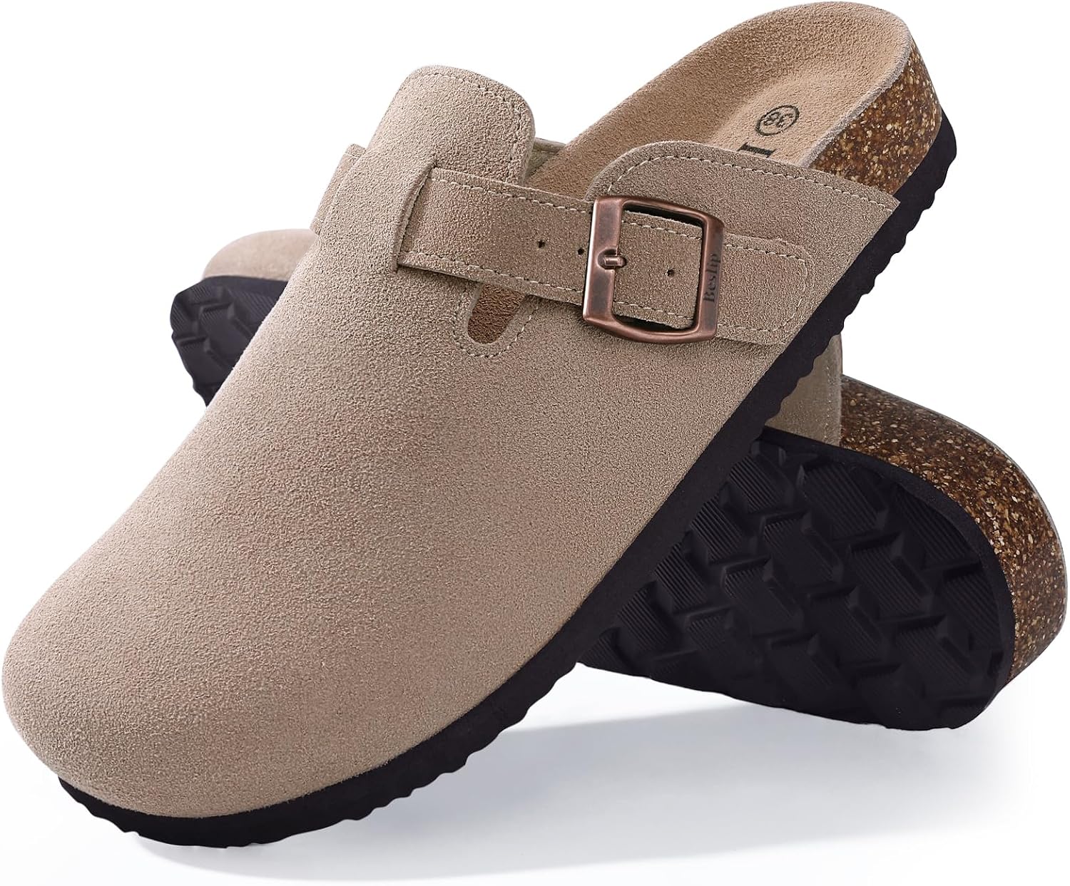 Thumbnail 2 de Beslip Wildleder Clog Damen Taupe EU 39 – Komfortabler Schuh mitVintage-Charme