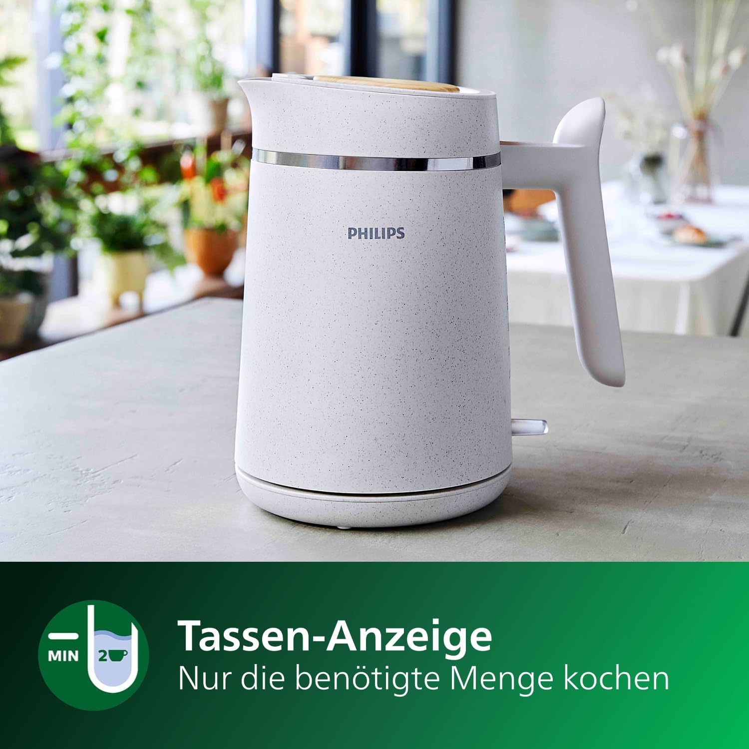 Detalle 2 de Philips HD9365/10 Conscious Collection Wasserkocher – 1,7 l, 2200 W, Bio-Kunststoff aus Altspeiseöl