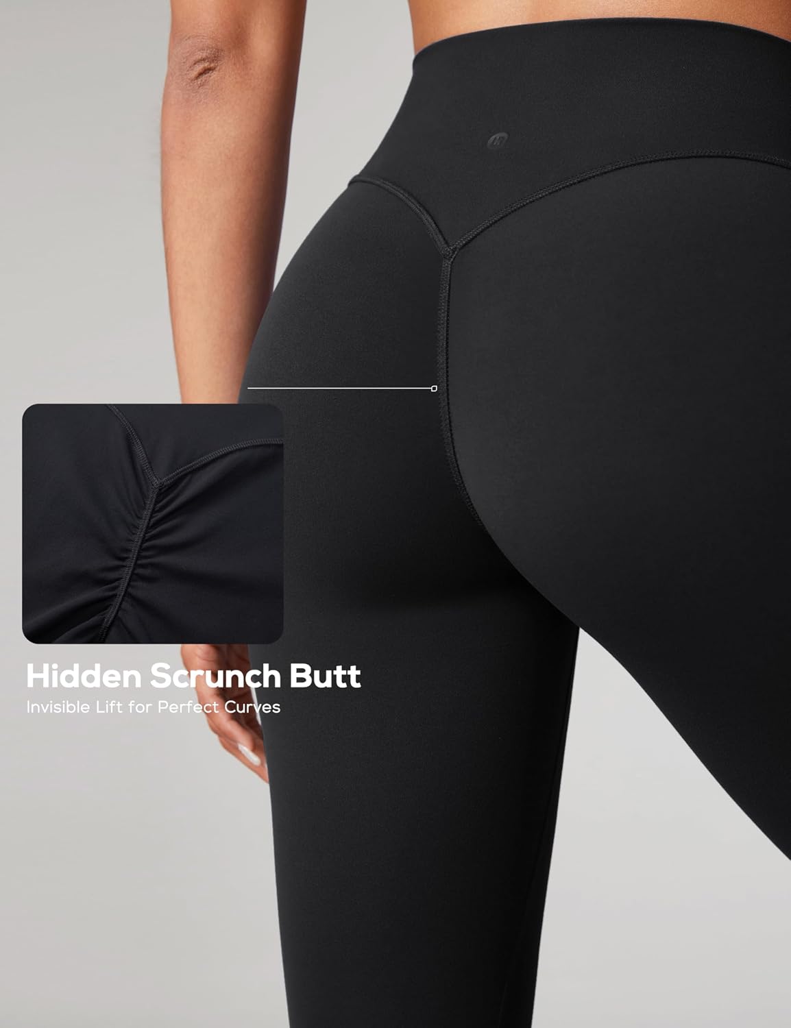 Detalle de UNISSU Hugcurve No Front Seam Hidden Scrunch High-Waisted Workout Leggings (25 in inseam)