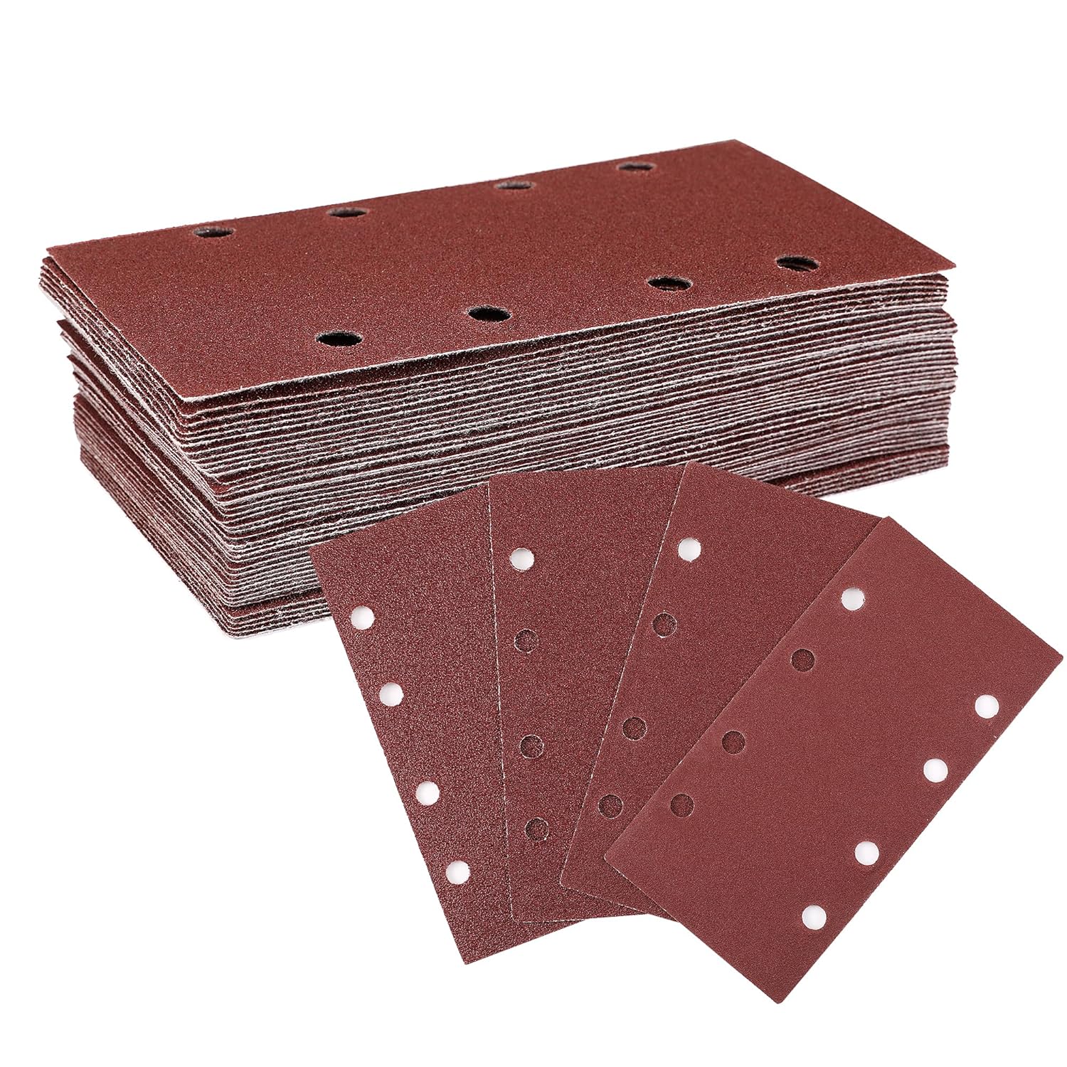 WORKPRO Disques de Ponçage 100 Pièces – Jeux rectangulaires à 8 trous (185 × 93 mm) multi-grain