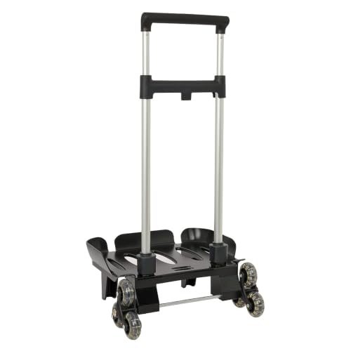 Detalle 2 de SAFTA Carro Portamochilas Plegable Triple Rueda – Negro (32x23,5x88 cm Abierto)