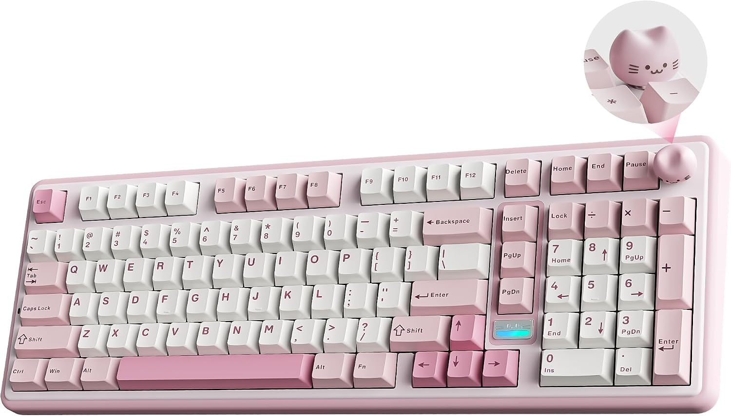 Detalle de YUNZII B98 PRO QMK/VIA Wireless Mechanical Keyboard (Milk V2 Pink) with 96% Layout