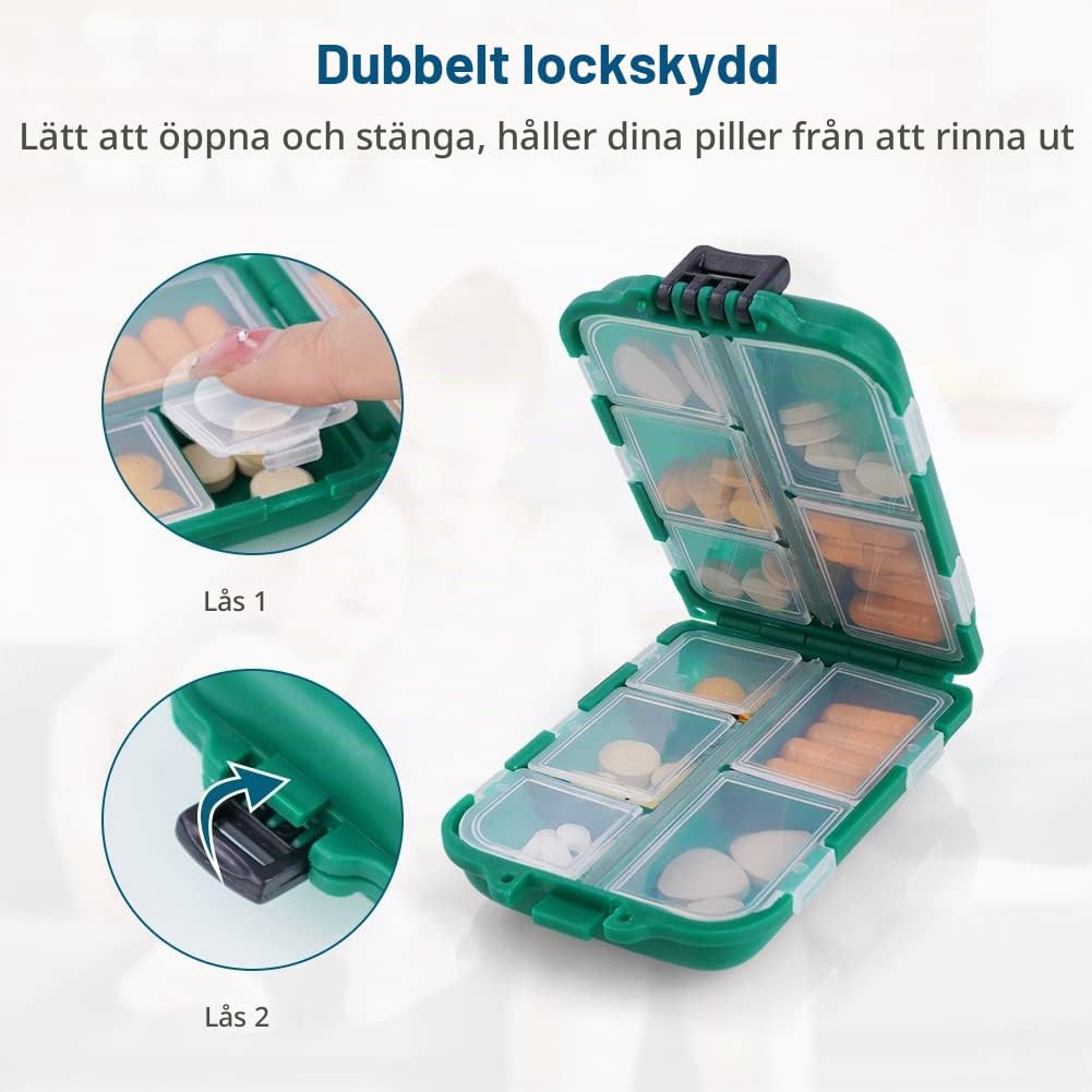 Detalle de AOOWU veckodosett med 10 fack i polypropen, bärbar och fuktbeständig
