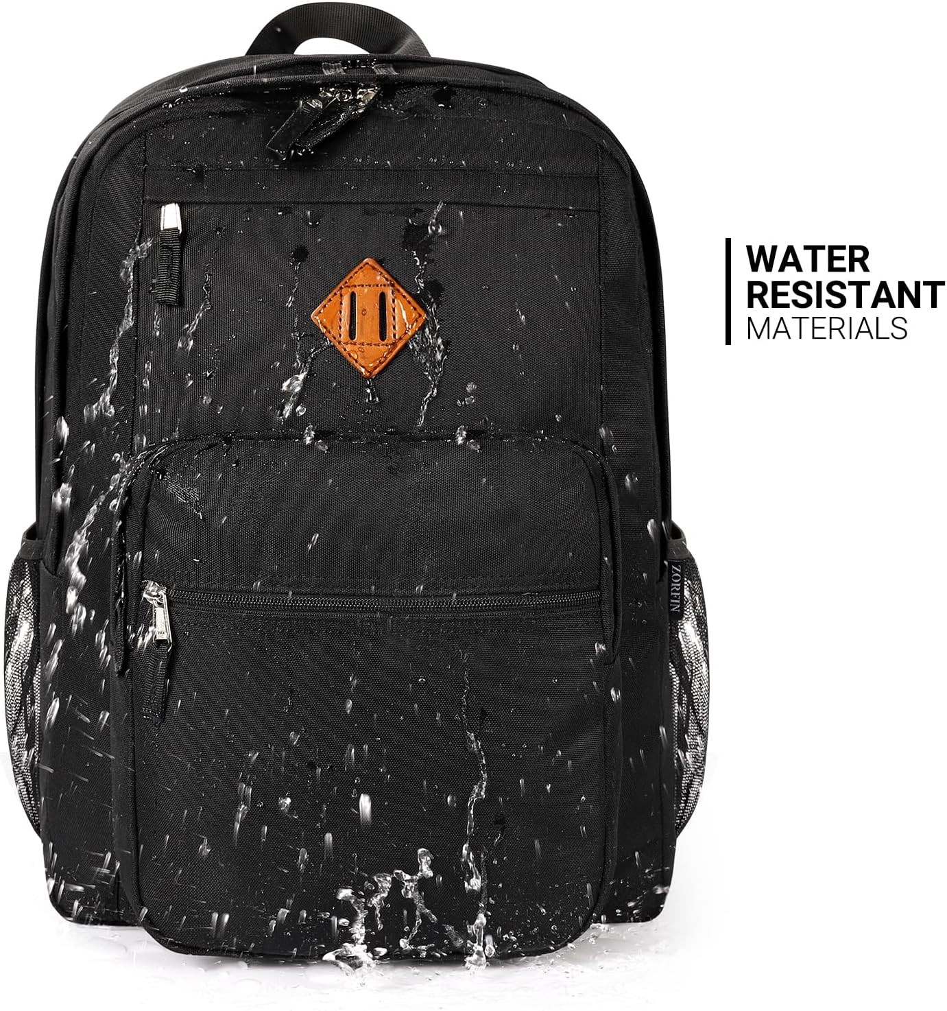 Thumbnail 6 de ZORFIN 26L Black Backpack: All-Season, Water-Resistant Organizer for College and Travel
