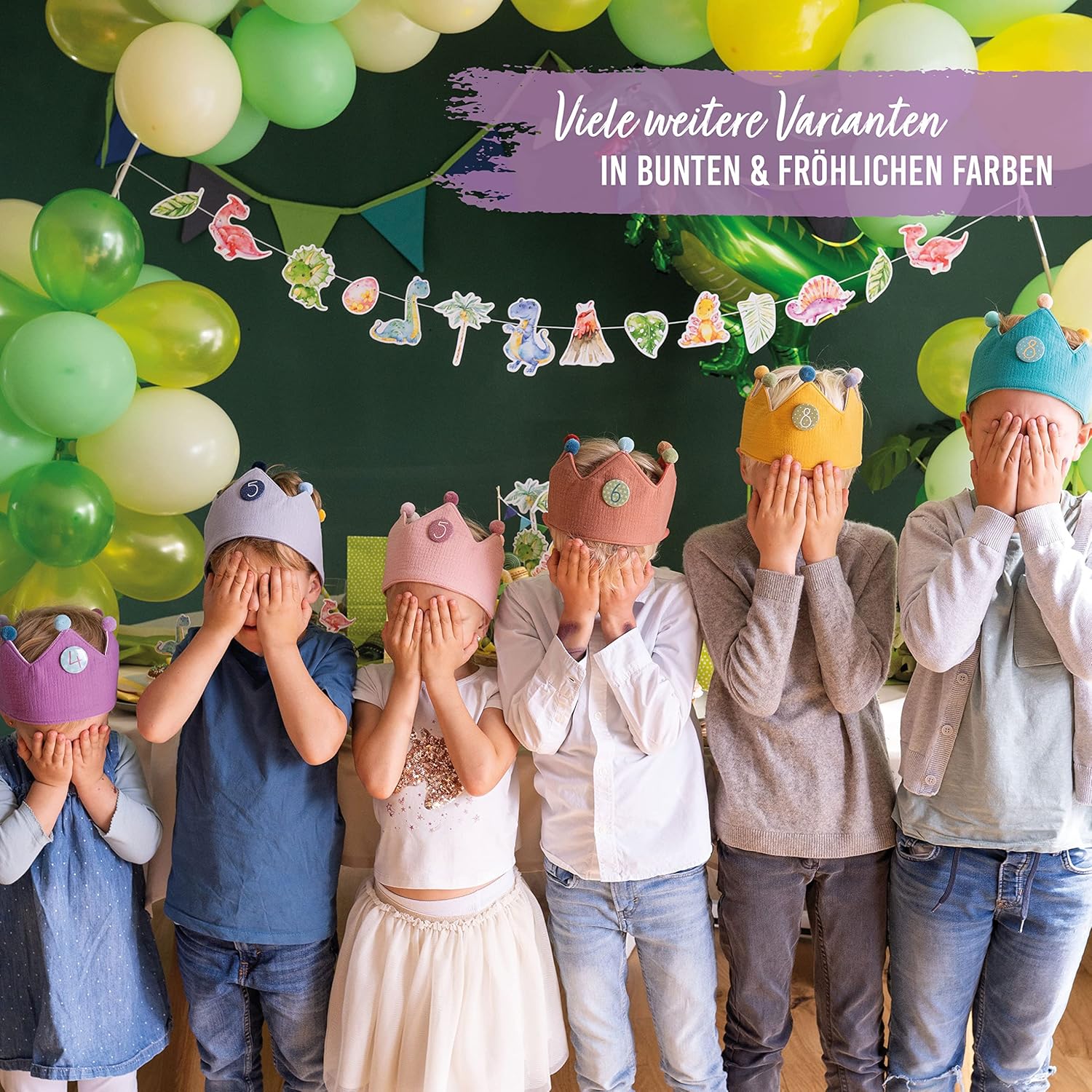 Thumbnail 6 de Papierdrachen Geburtstagskrone aus Musselin mit Zahlen 1–8 (Set für Kindergeburtstag)