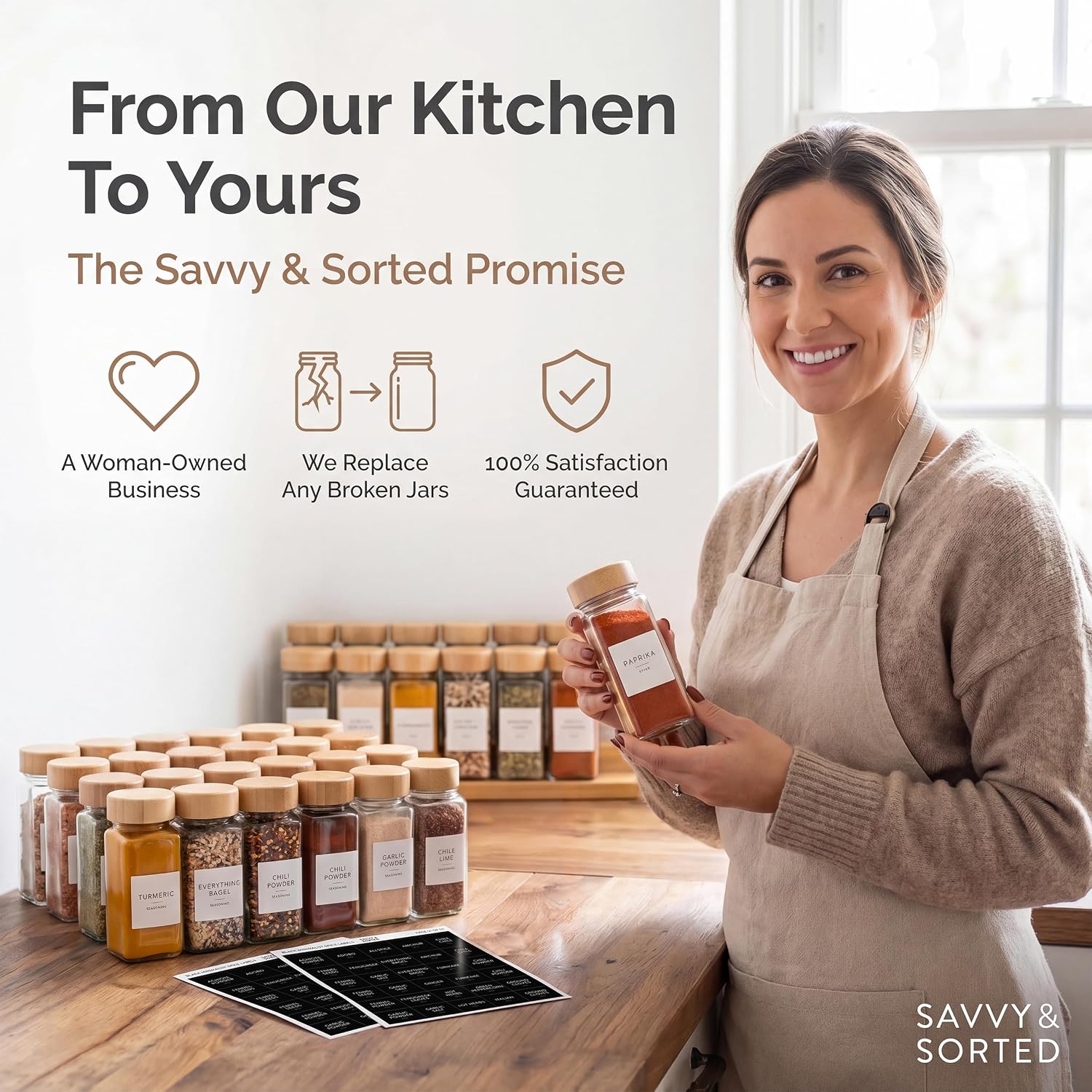 Detalle 2 de SAVVY & SORTED Glass Spice Jars 4 oz