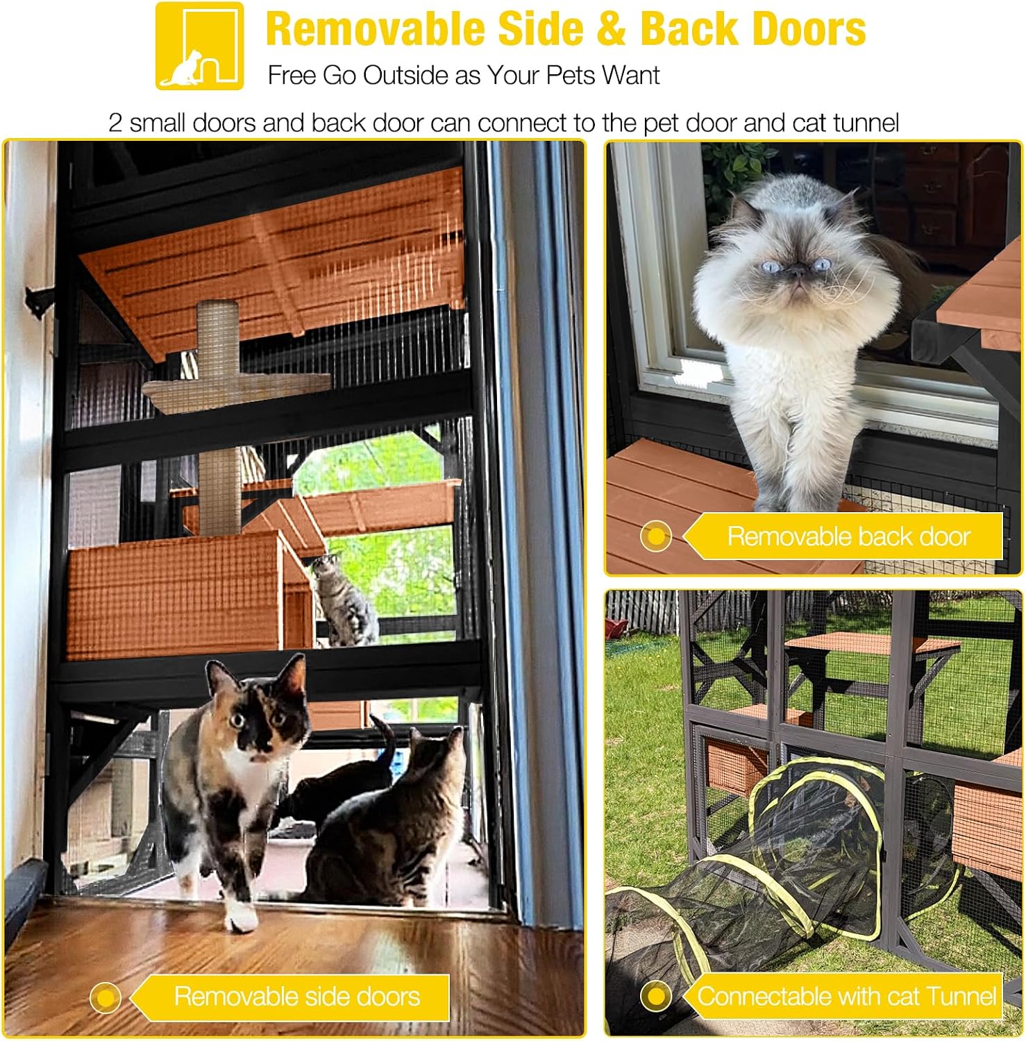 Thumbnail 6 de Aivituvin AIR37-M-B Outdoor Catio with 7 Platforms, Hammock and Tarp Roof