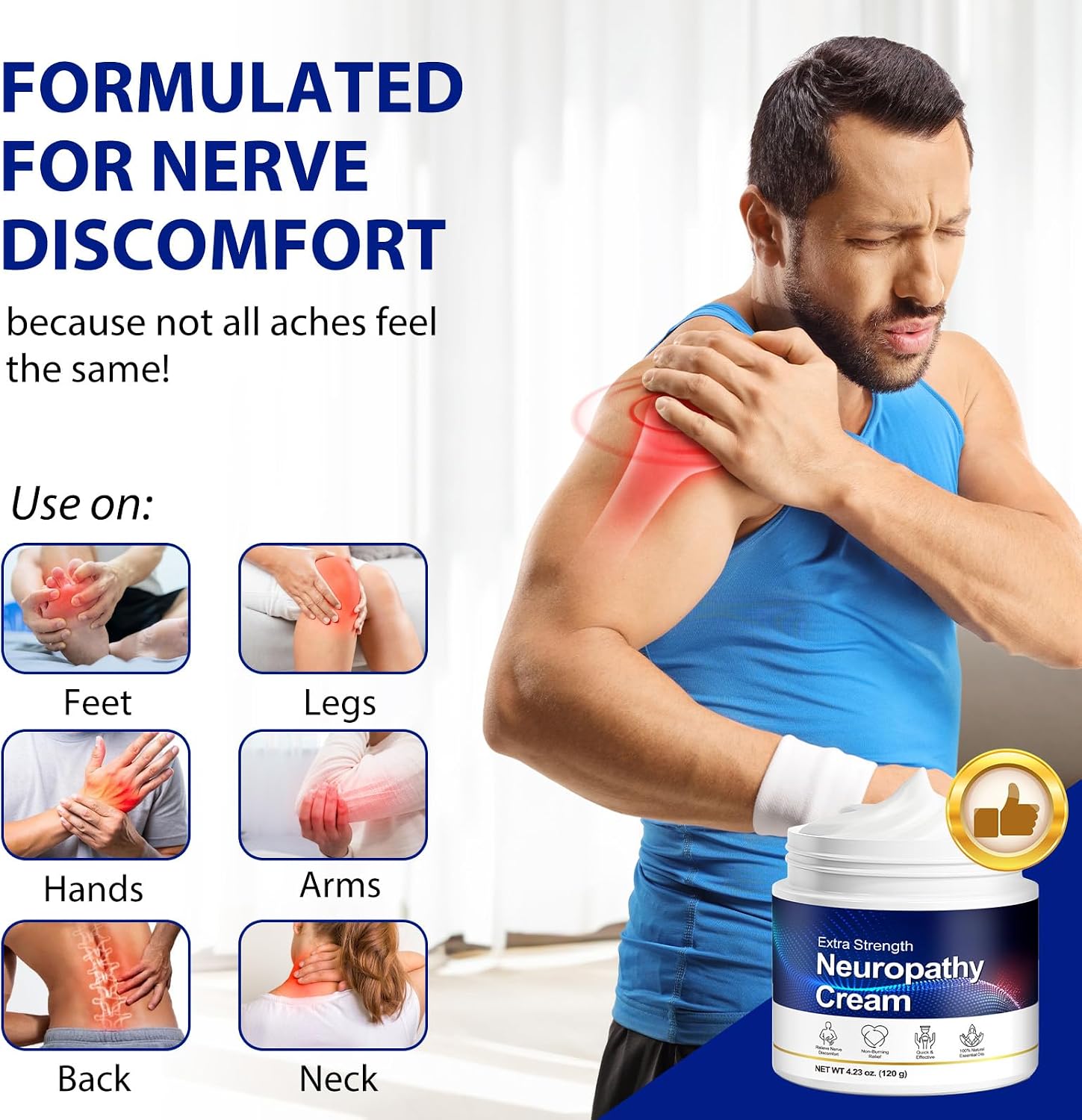 Thumbnail 3 de Neuropathy Cream for Feet, Legs & Hands – Lightweight, Plant-Based 120g (1 Pack)