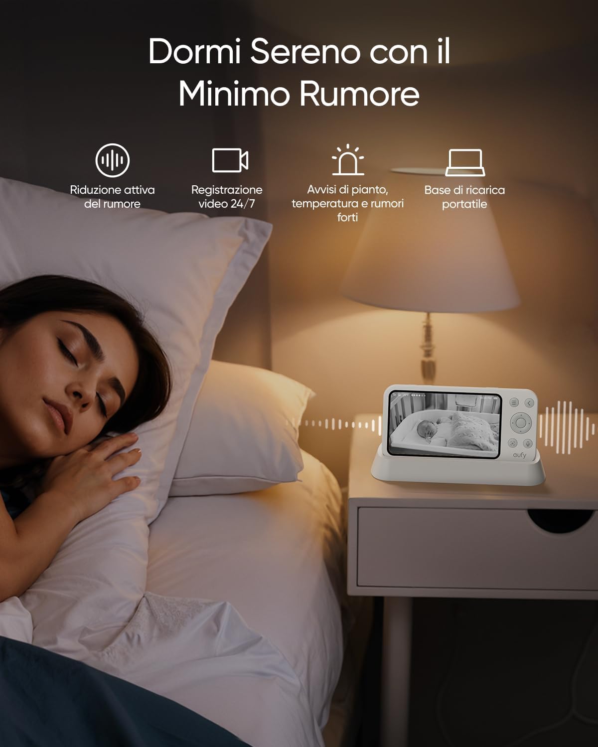 Detalle de eufy Security E21 Monitor Bambino 4K UHD con schermo 5" e batteria, Wi‑Fi o connessione locale