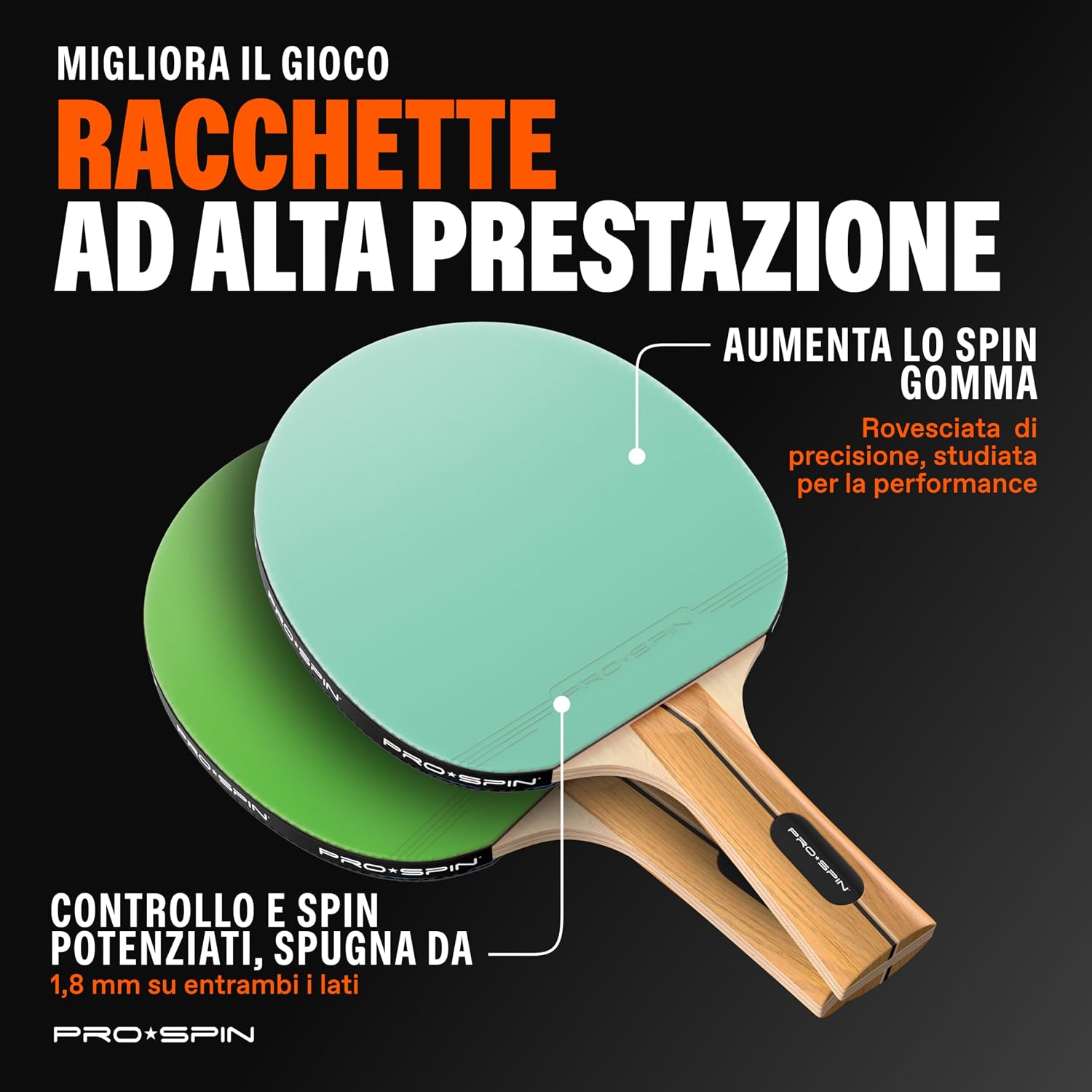Thumbnail 2 de PRO-SPIN Racchetta Ping Pong Carbonio 7 strati