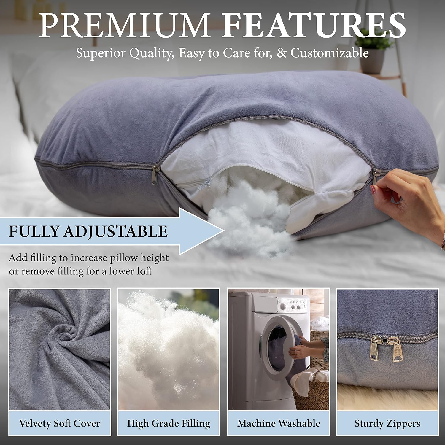 Thumbnail 5 de Maternidream U-Shaped Pregnancy Pillow with Plush Removable, Machine-Washable Cover
