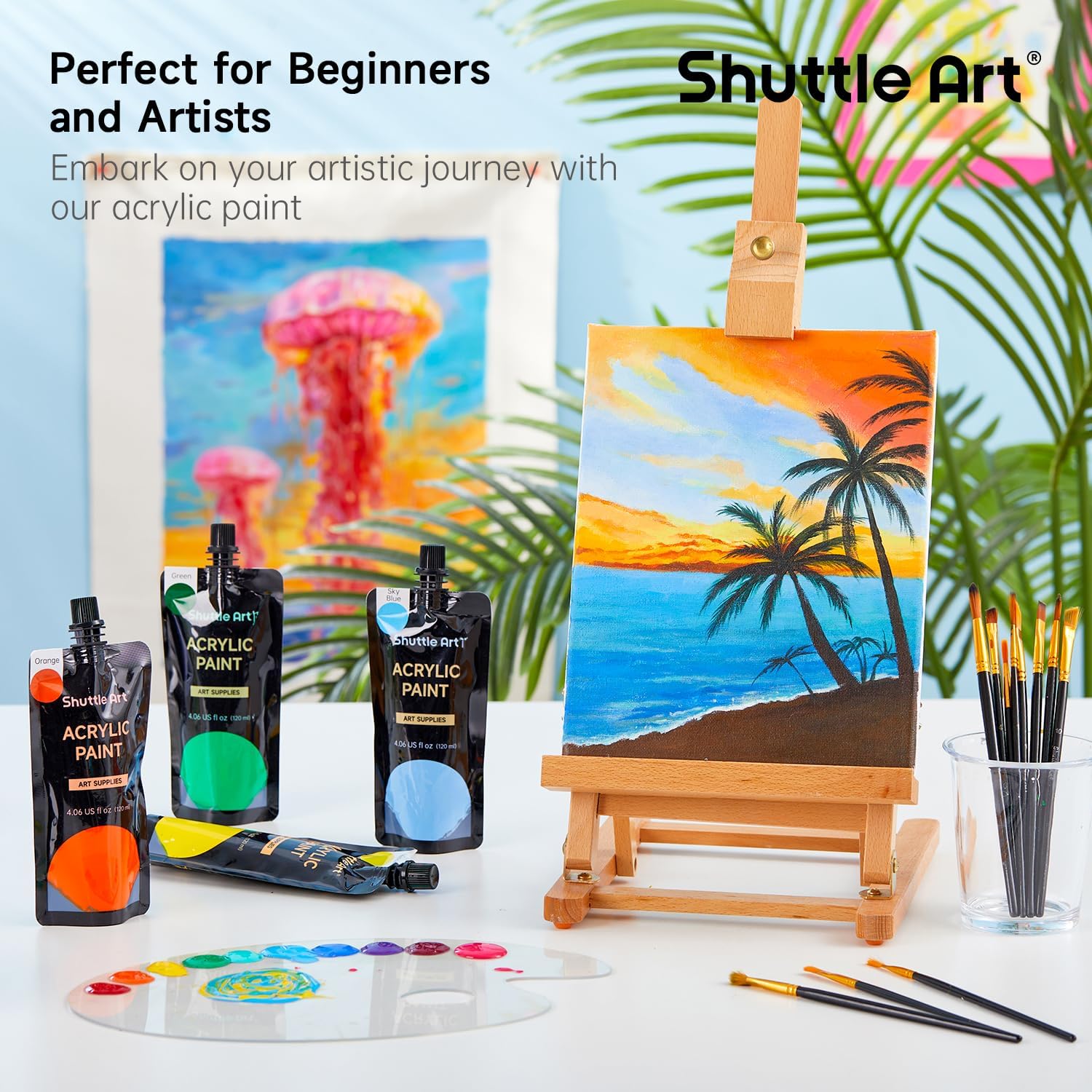 Thumbnail 1 de Shuttle Art Acrylfarben-Set (18 × 120 ml) in Beuteln – Künstlerqualität für Malen & Basteln auf vielen Oberflächen