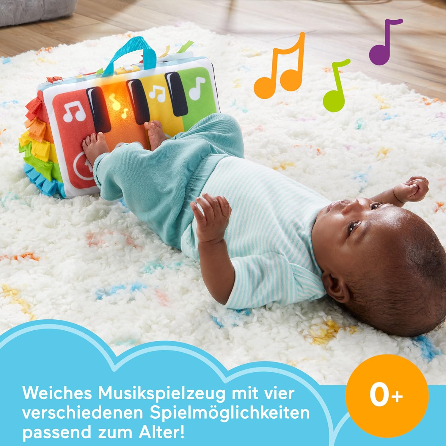 Detalle de Fisher-Price Kick & Play Soft Piano – Weiches, tragbares Baby-Pianospielzeug mit mitwachsendem Design