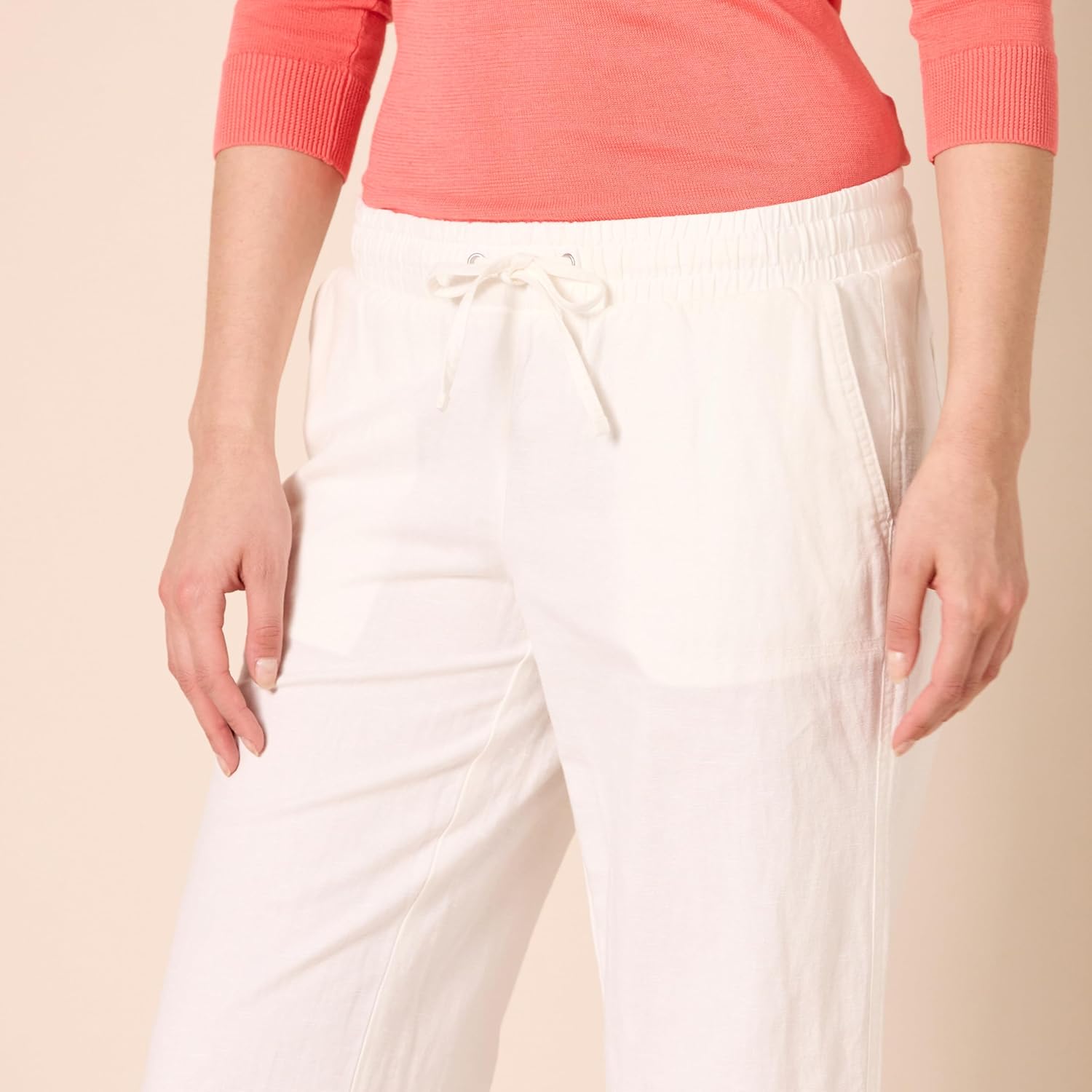 Thumbnail 3 de Amazon Essentials Damenhose aus Baumwoll-Leinen-Mix mit Kordelzug und weitem Bein (lockere Passform)