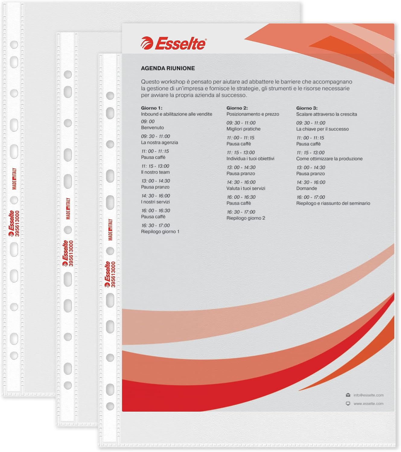 Detalle de Esselte 100 Buste per raccoglitori A4 con fori universali, antiriflesso, anti-copia – ideale per archiviazione sicura e pulita