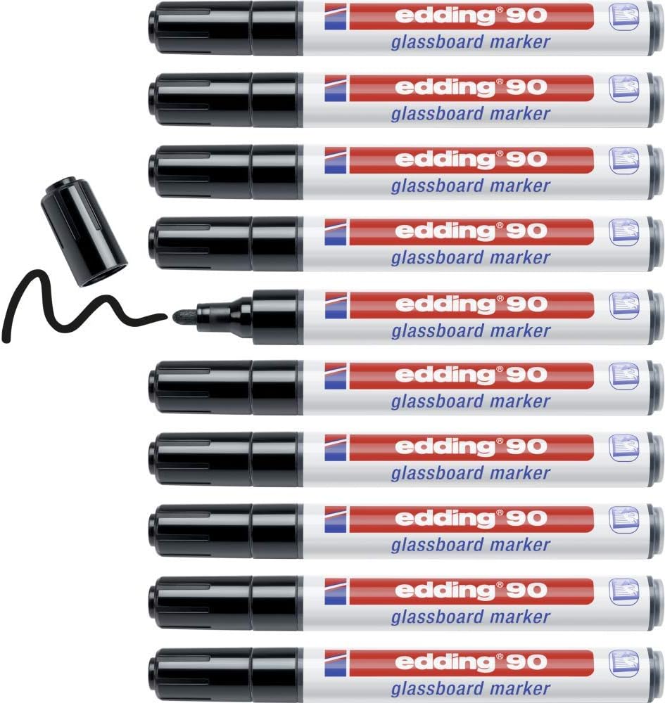Thumbnail 6 de edding 90 Glasboardmarker – 10er-Set, bunte Farben, Rundspitze 2–3 mm, trocken abwischbar