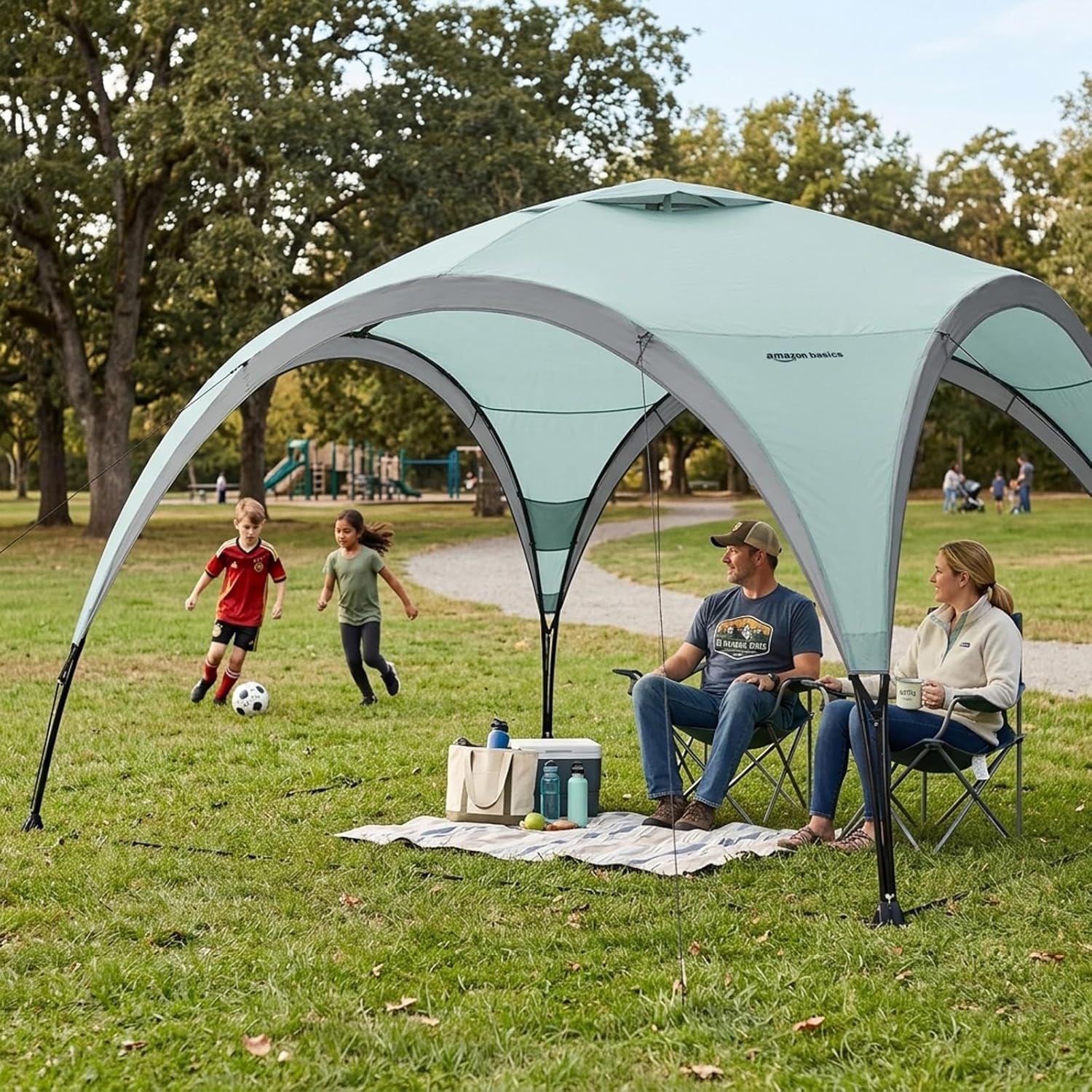 Thumbnail 1 de Amazon Basics Event Garden Gazebo Sun Shelter (3.65 x 3.65 m) in Light Green