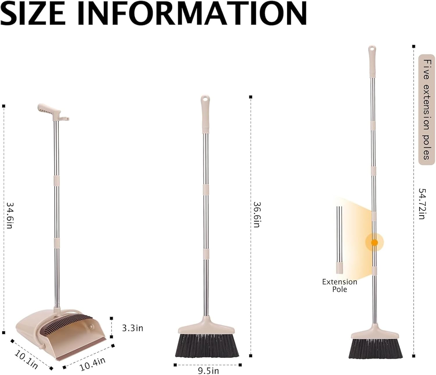 Thumbnail 1 de XXFLOWER 54.72" Long Handle Broom and Dustpan Set