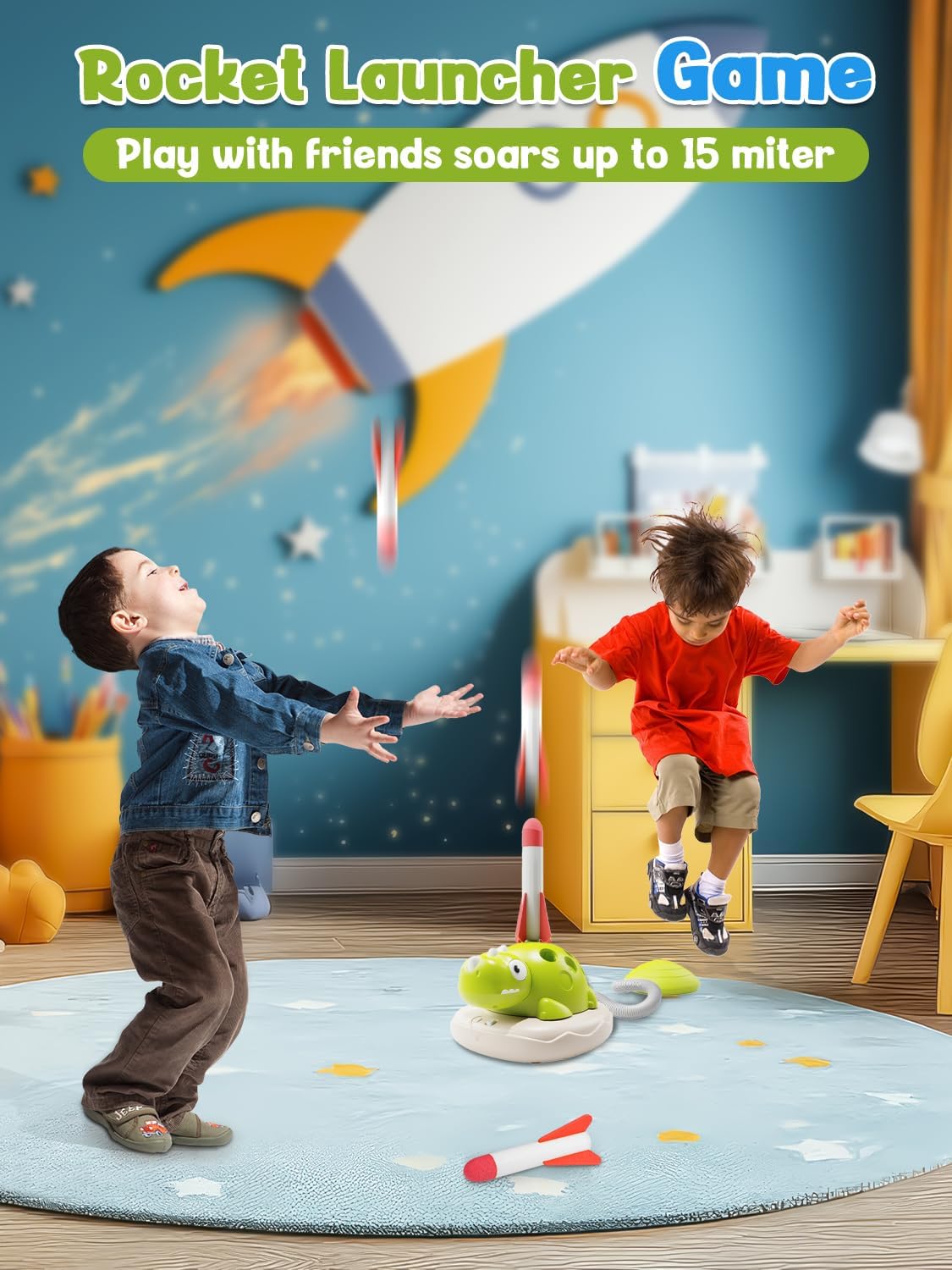 Thumbnail 4 de Kssvzz 3 in 1 Kids Toys dinosaur musical jump, rocket launcher & ring toss game (ages 3-12)