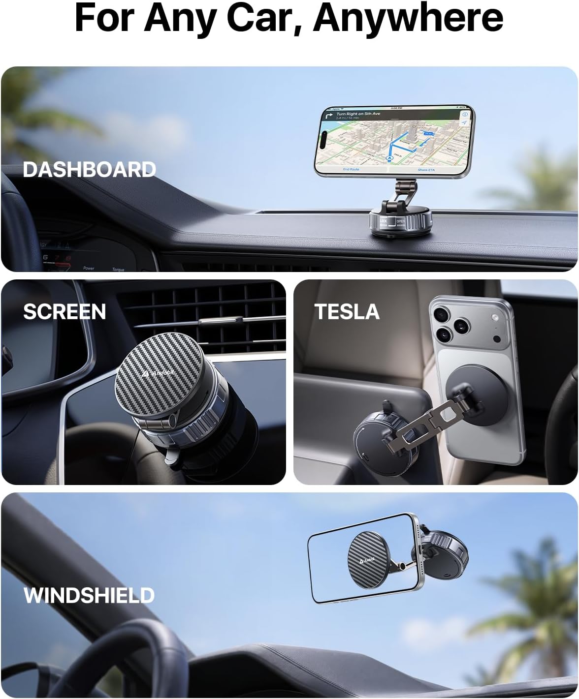 Detalle de Andobil Magnetic Car Phone Mount with 3-axis Arm