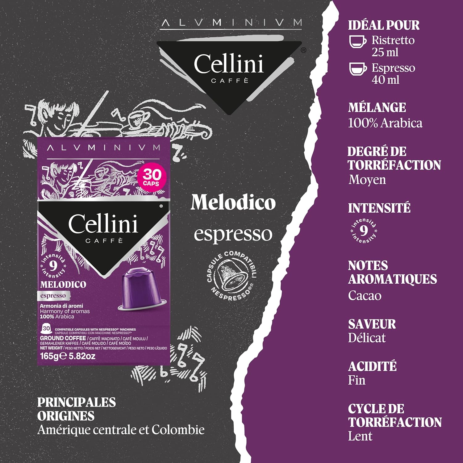 Detalle de Café Cellini Capsules Aluminium Compatibles Nespresso – Kit de dégustation 120 pcs