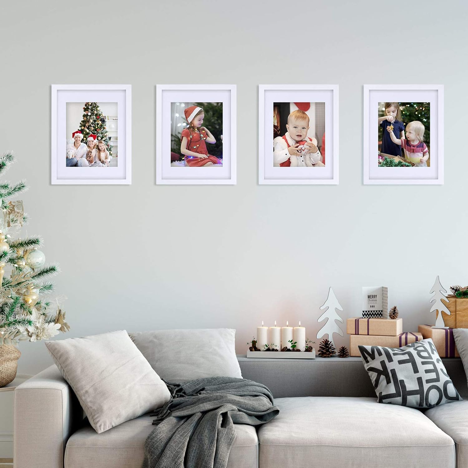 Detalle de EGOFINE 14x11 Picture Frame – 4 Pack, Solid Wood with Mats and Plexiglass