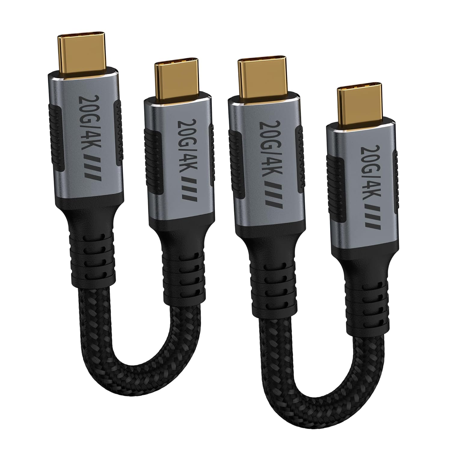 Detalle de KMMXXCPM USB-C Kabel 2er-Pack (0,15 m) – USB-C zu USB-C, 20 Gbps, 240 W PD, 4K@120 Hz, Thunderbolt 3-kompatibel