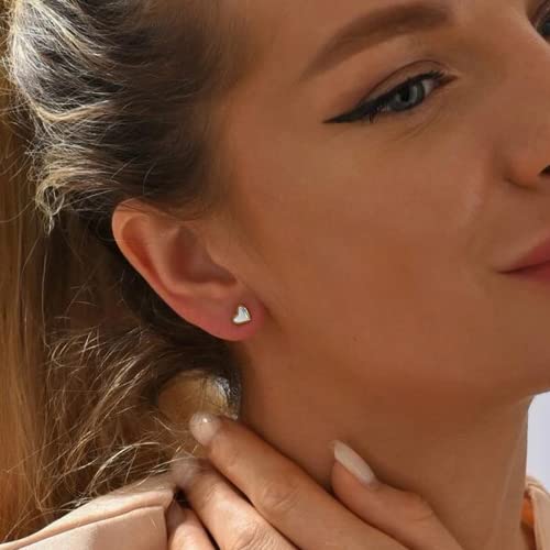 Detalle 2 de PABBEU 6 Pairs Sterling Silver Stud Earrings – Star, Moon, Ball and Heart Designs