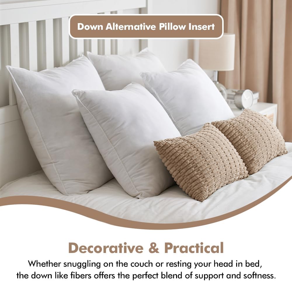 Detalle de MIULEE MIULEE 30 x 30-Inch Euro Pillow Insert, Cotton Cover, Down-Alternative Fill