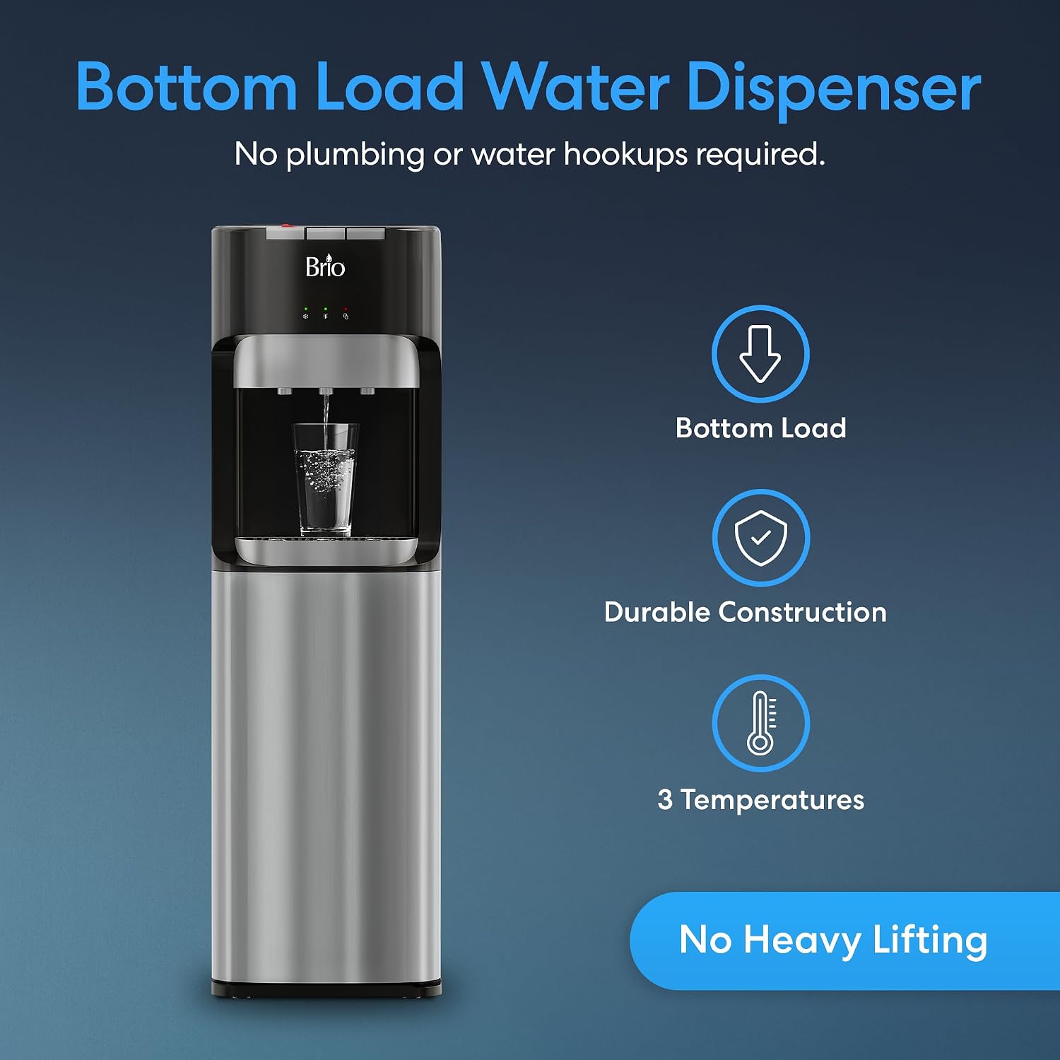 Thumbnail 1 de Brio Bottom Load Water Cooler Dispenser for 5 Gallon Bottles – 3 Temperatures with Child Lock and LED Bottle Alert