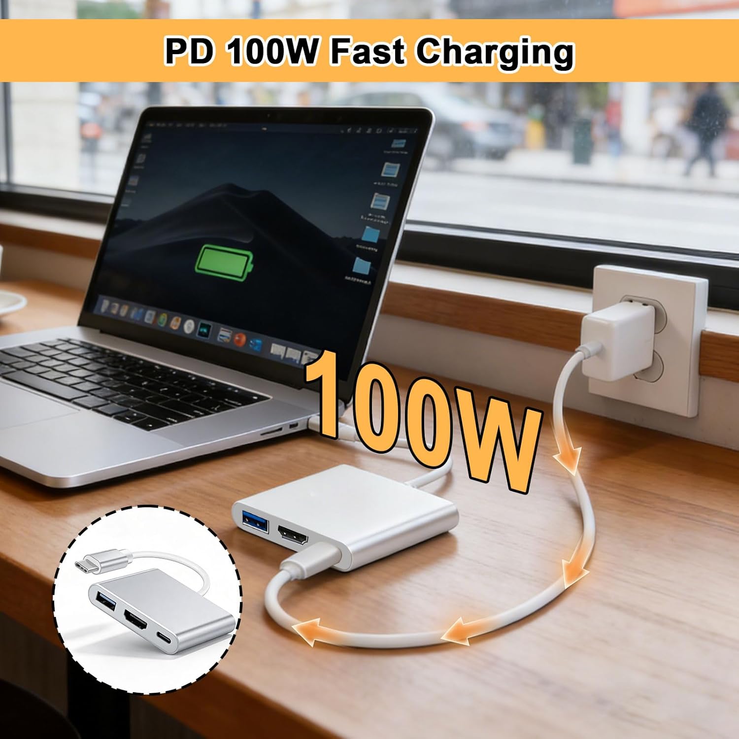 Thumbnail 2 de Lizoak USB-C to HDMI Adapter (4K@60Hz, USB 3.0 & PD up to 100W) – Type C to HDMI multiport hub