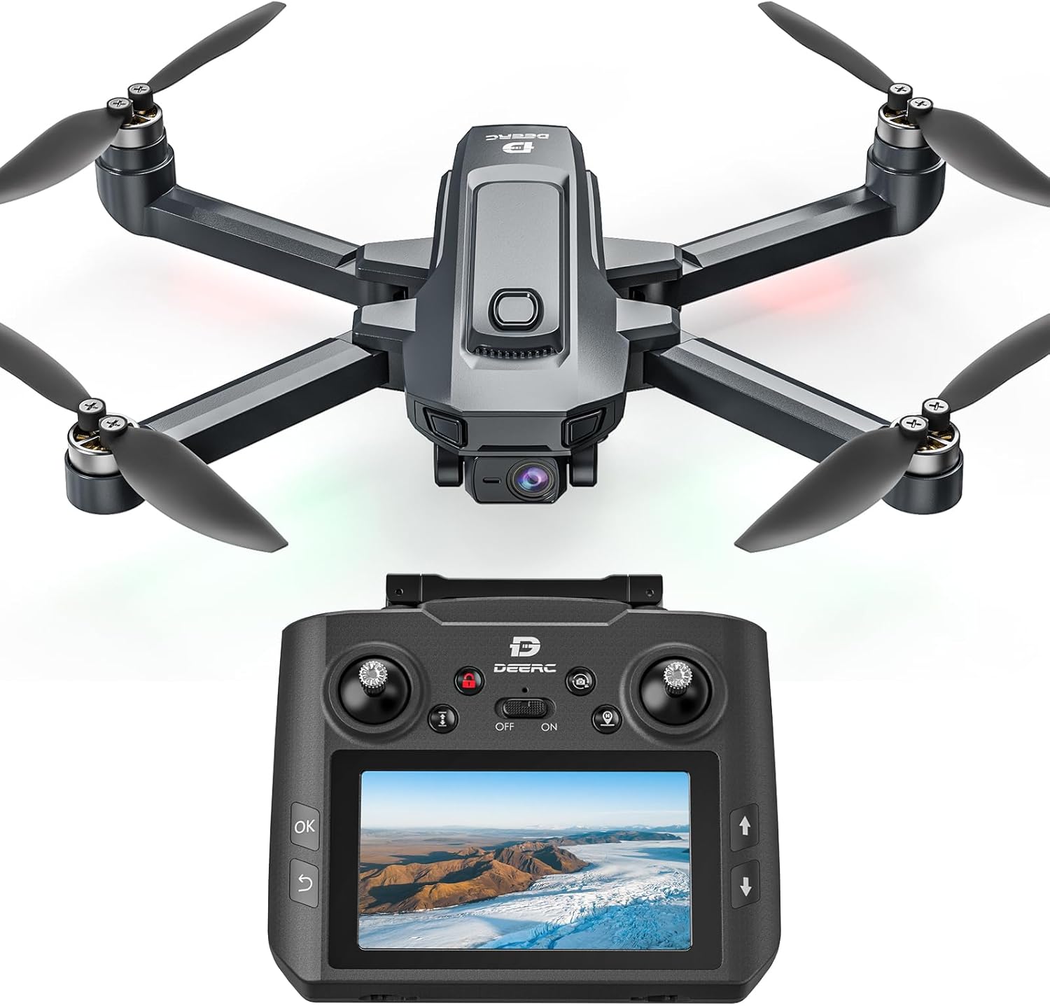 DEERC D35Pro 4K GPS RC Drone with Controller HD Screen, 5G Transmission and Follow Me