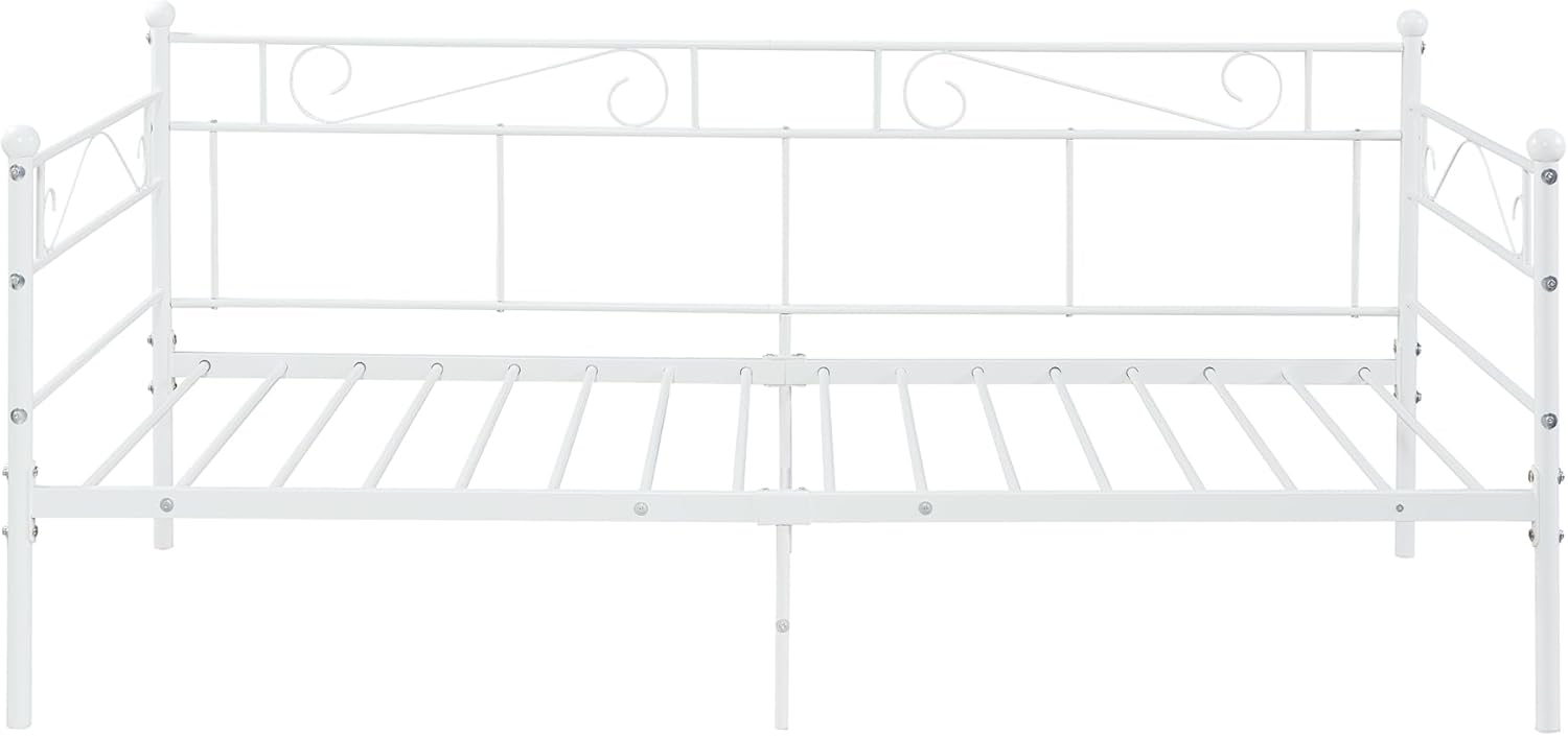 Detalle de en.casa Struttura Divano Letto in Metallo 90x200 cm con Zona di Riposo, stile vintage Bianco