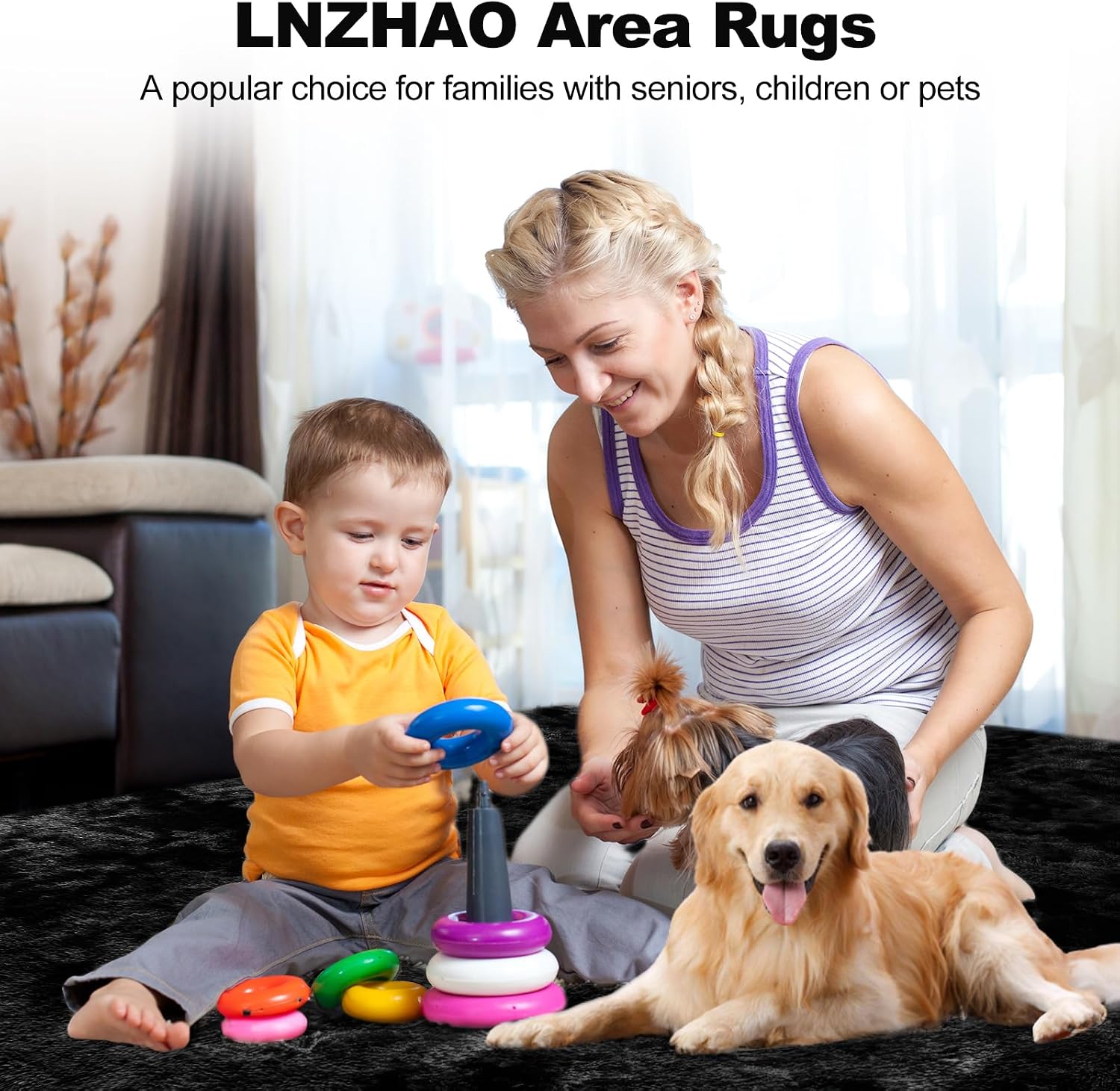 Detalle 2 de LNZHAO Rugs Living Room 160x230cm shaggy rug