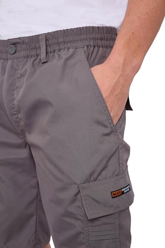 Thumbnail 6 de LABEL APPAREL Mens Cargo Combat Shorts: Grey Cotton-Blend, Regular Fit, 6XL