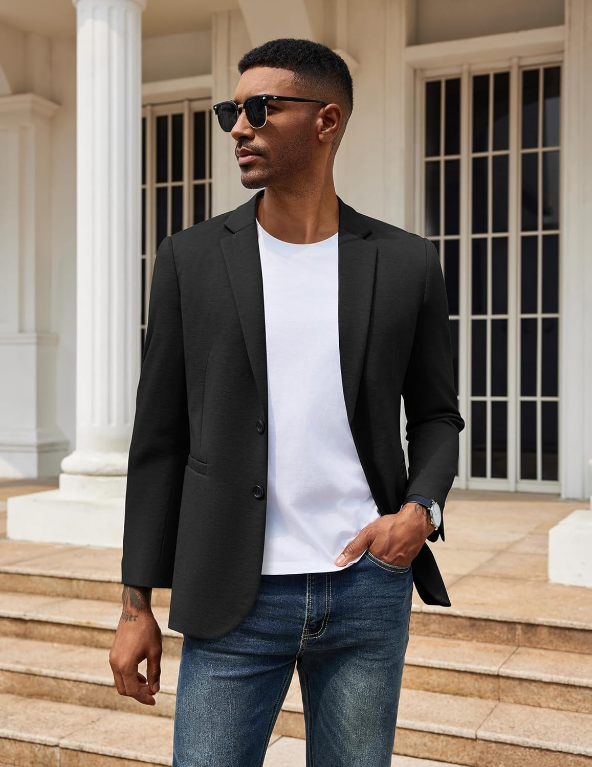 Thumbnail 3 de COOFANDY Men’s Casual Knit Blazer (Two-Button, Lightweight Sport Coat Jacket)