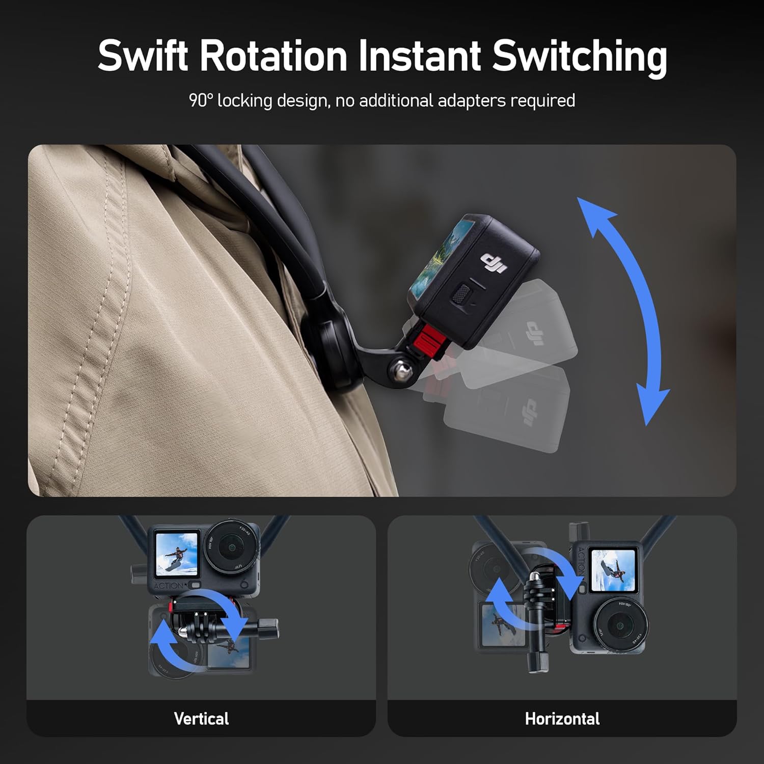 Detalle de CYNOVA Halshalterung für Osmo Action 6 – Vielseitige Nackenhalterung für Actioncam-Setups