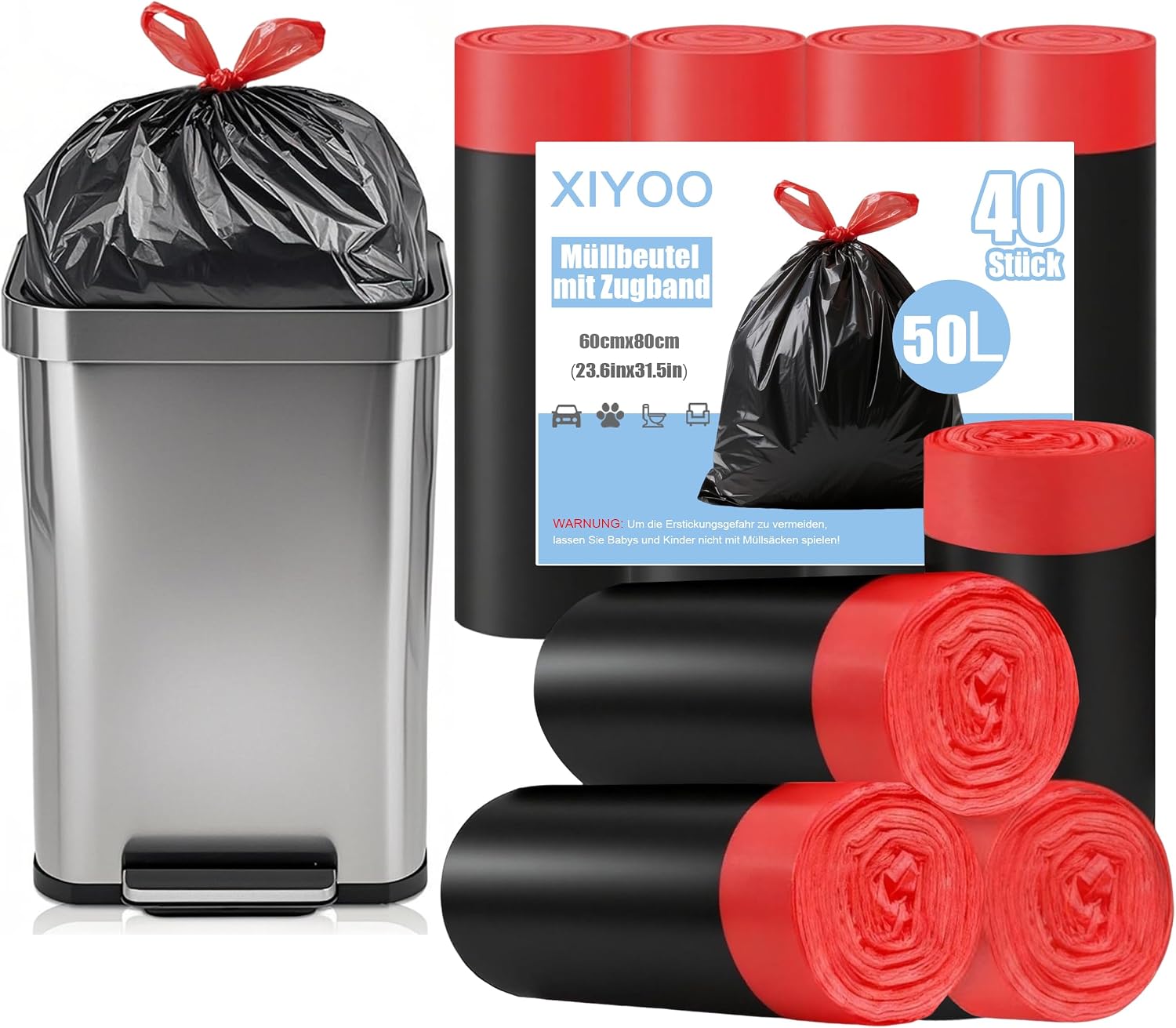 Detalle de 50 l XIYOO Müllbeutel mit Zugband