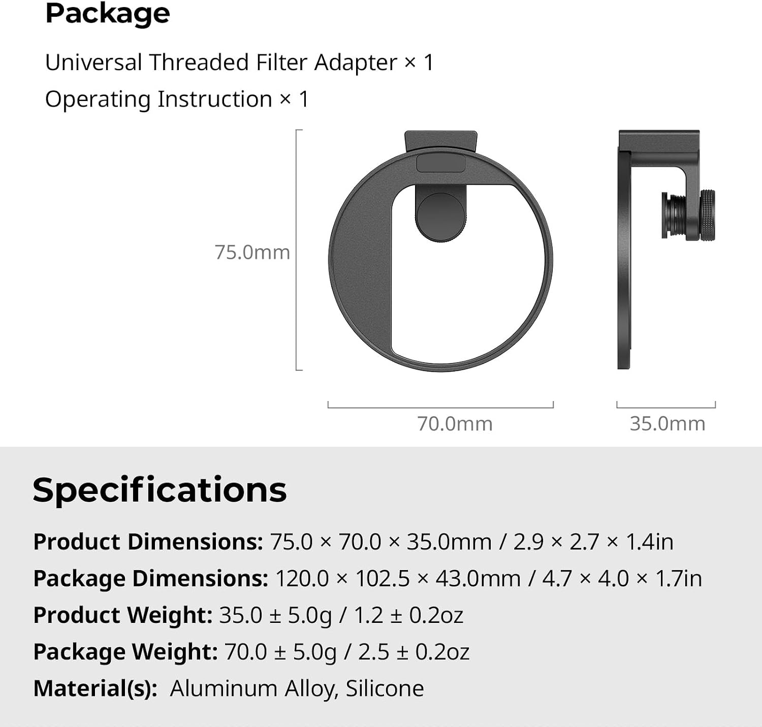 Thumbnail 6 de SMALLRIG 5174 filteradapter voor telefoon, 67 mm-schroefdraad en cold shoe