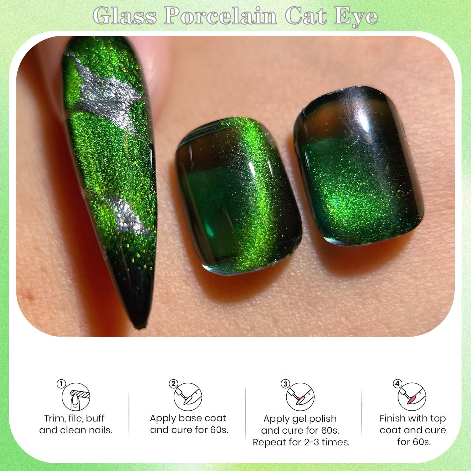 Thumbnail 3 de Senvenski Gelée Vitrail Cat Eye semi-permanent Oeil de Chat magnétique 3D holographique (15 ml) Vert émeraude MY1-029